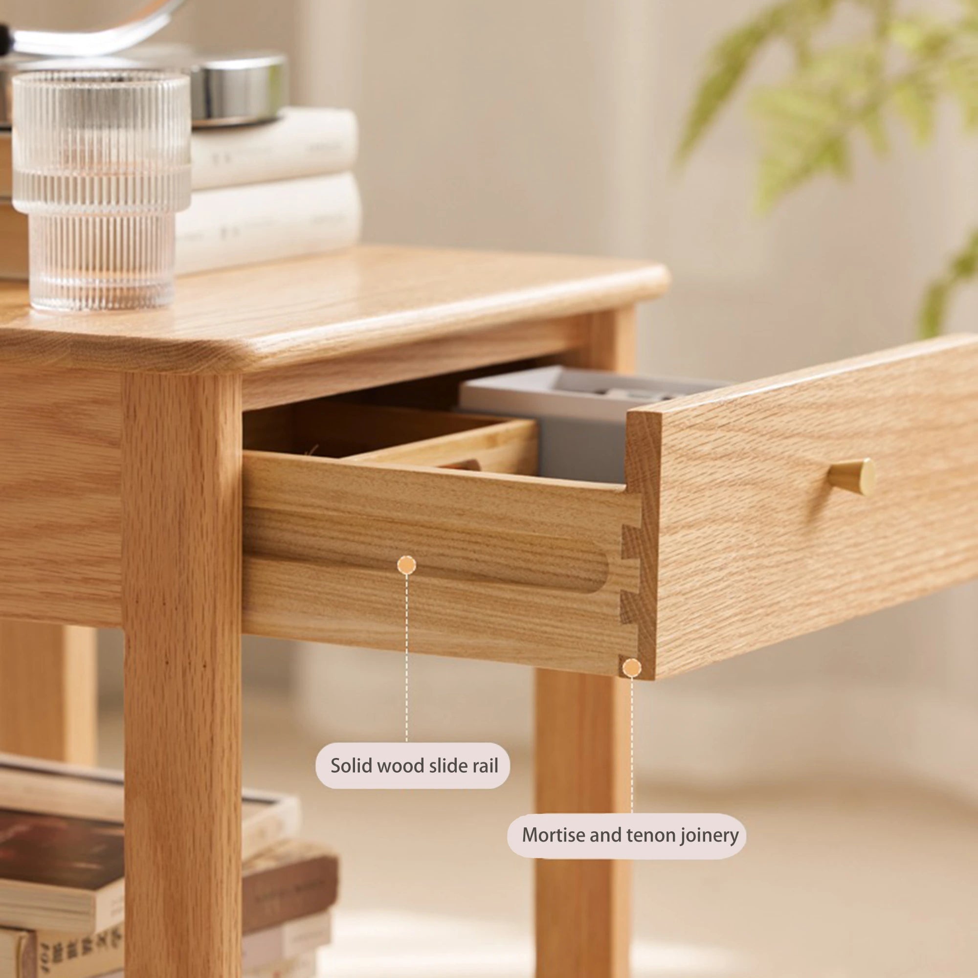 Solidwood Kano Bedside Table, 38x35x47cm, Natural Wood