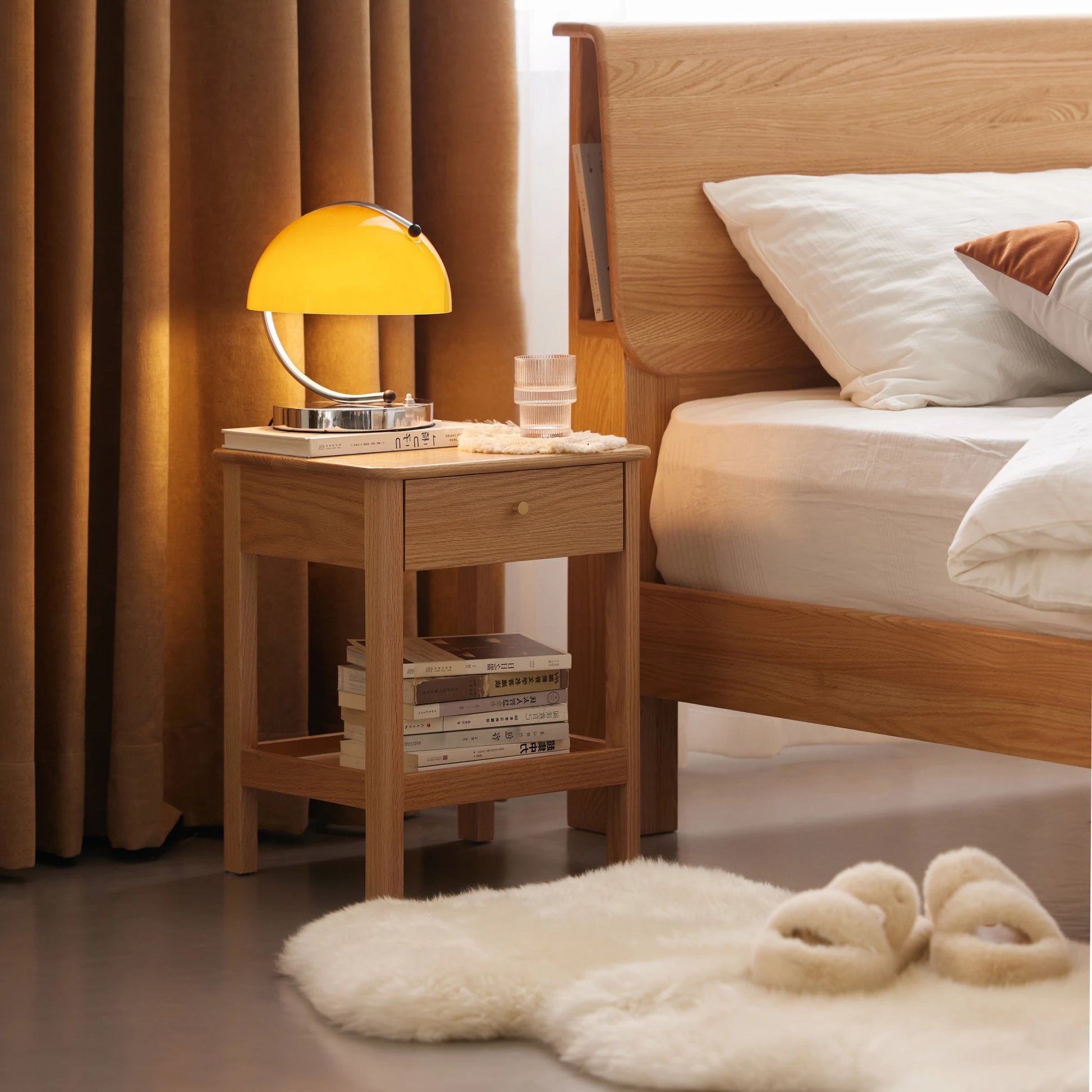 Solidwood Kano Bedside Table, 38x35x47cm, Natural Wood