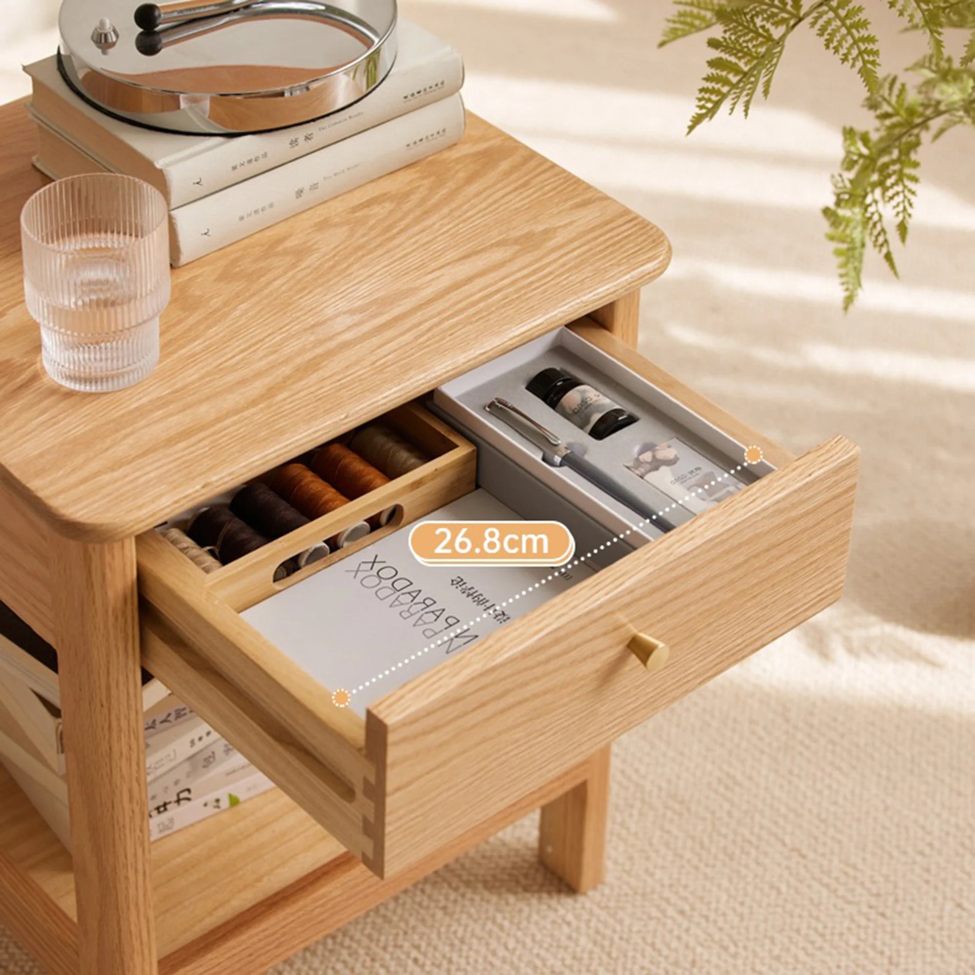 Solidwood Kano Bedside Table, 38x35x47cm, Dark Wood