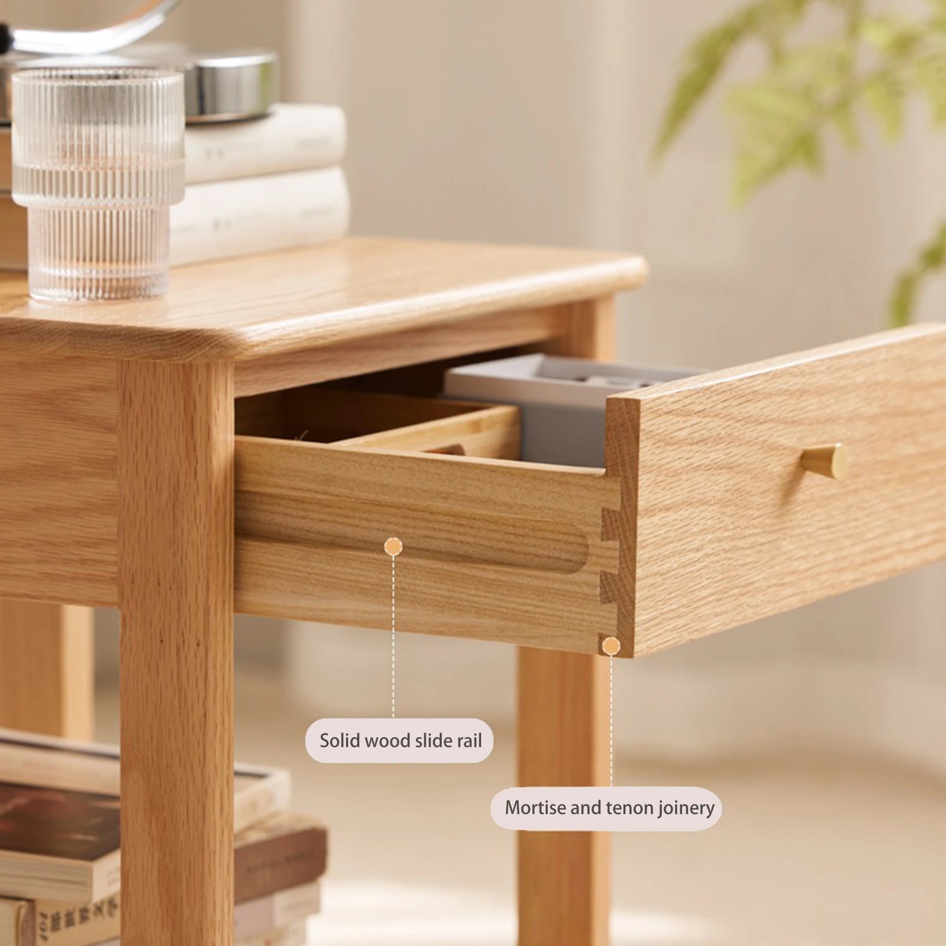 Solidwood Kano Bedside Table, 38x35x47cm, Dark Wood