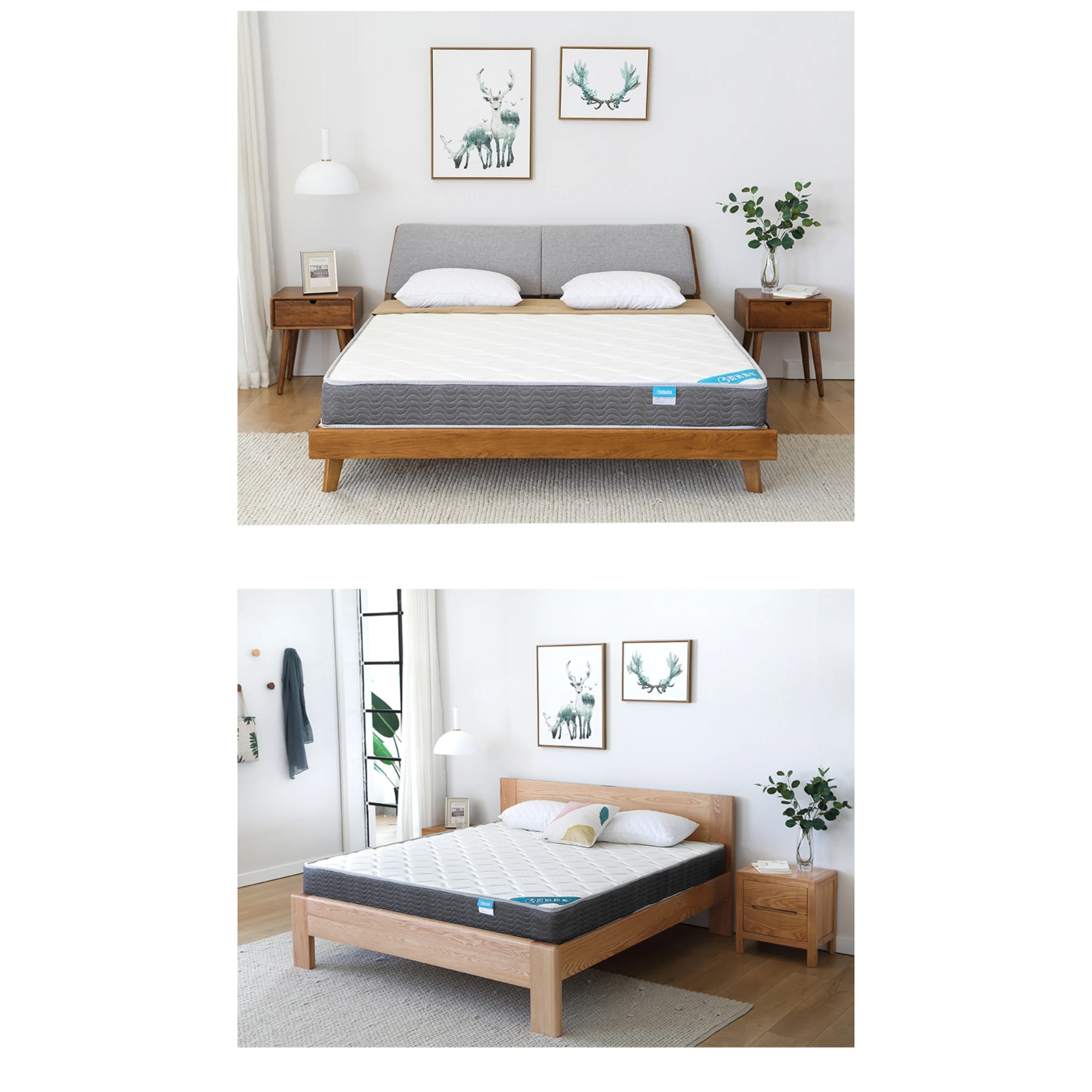 Solidwood Simeng Spring Mattress, Extra-Firm, White, Grey