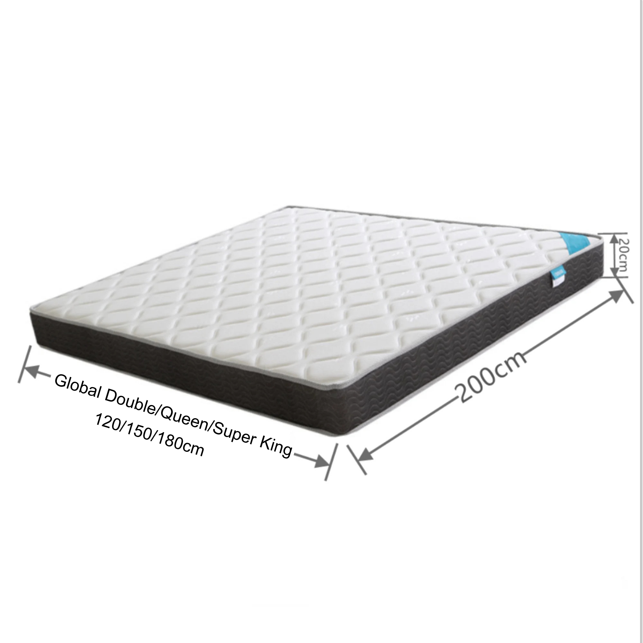 SolidWood Simeng Spring Mattress, Extra-Firm, White & Grey