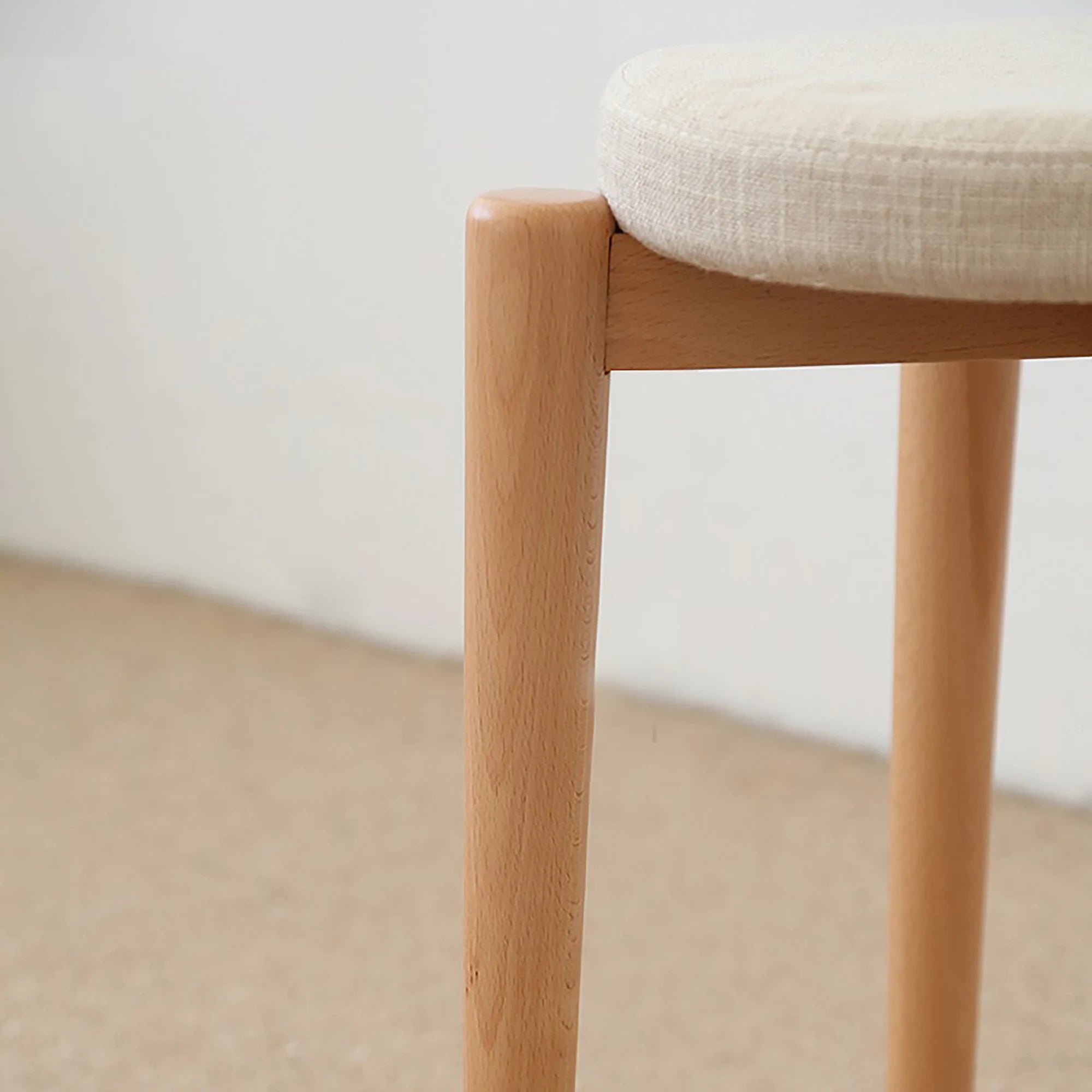 Solidwood Milan Stool with Cushion, Beige