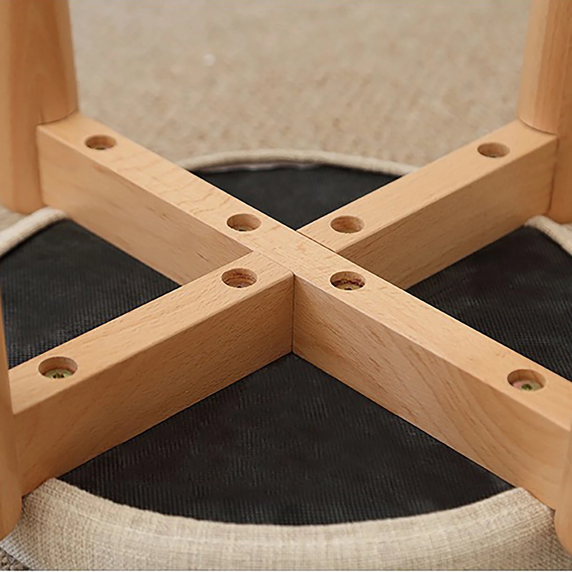 Solidwood Milan Stool with Cushion, Beige