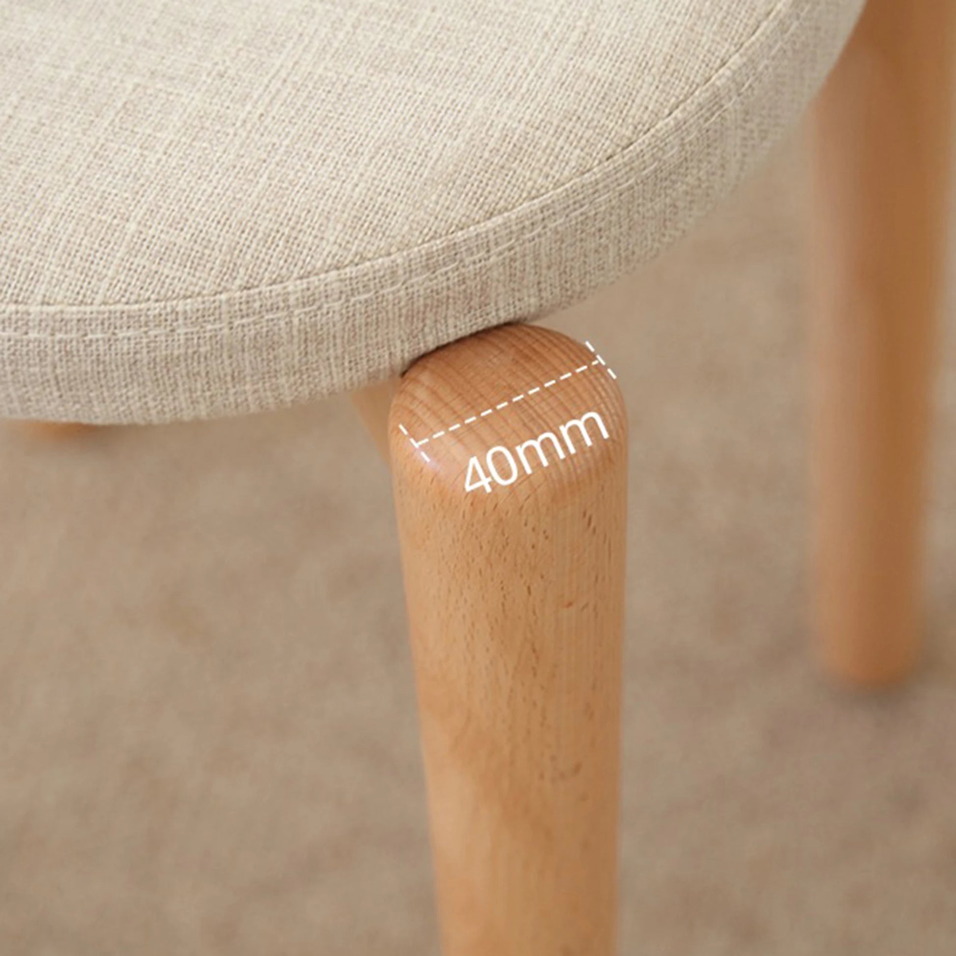 Solidwood Milan Stool with Cushion, Beige