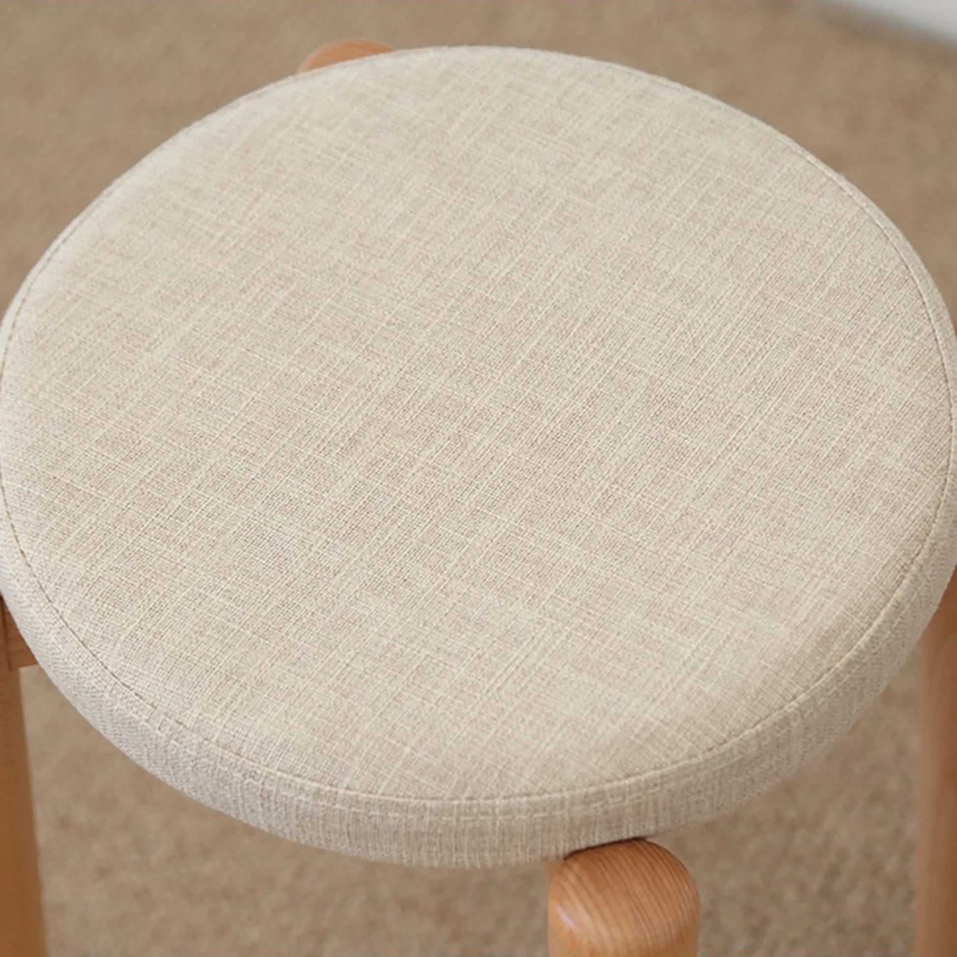 Solidwood Milan Stool with Cushion, Beige
