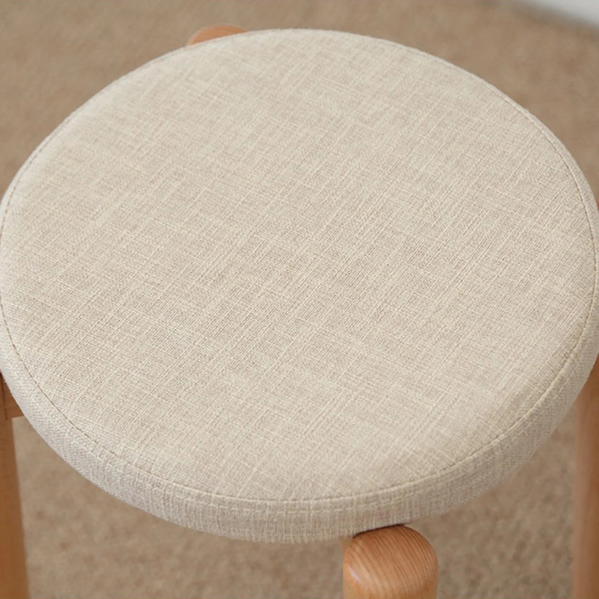 Solidwood Milan Stool with Cushion, Beige