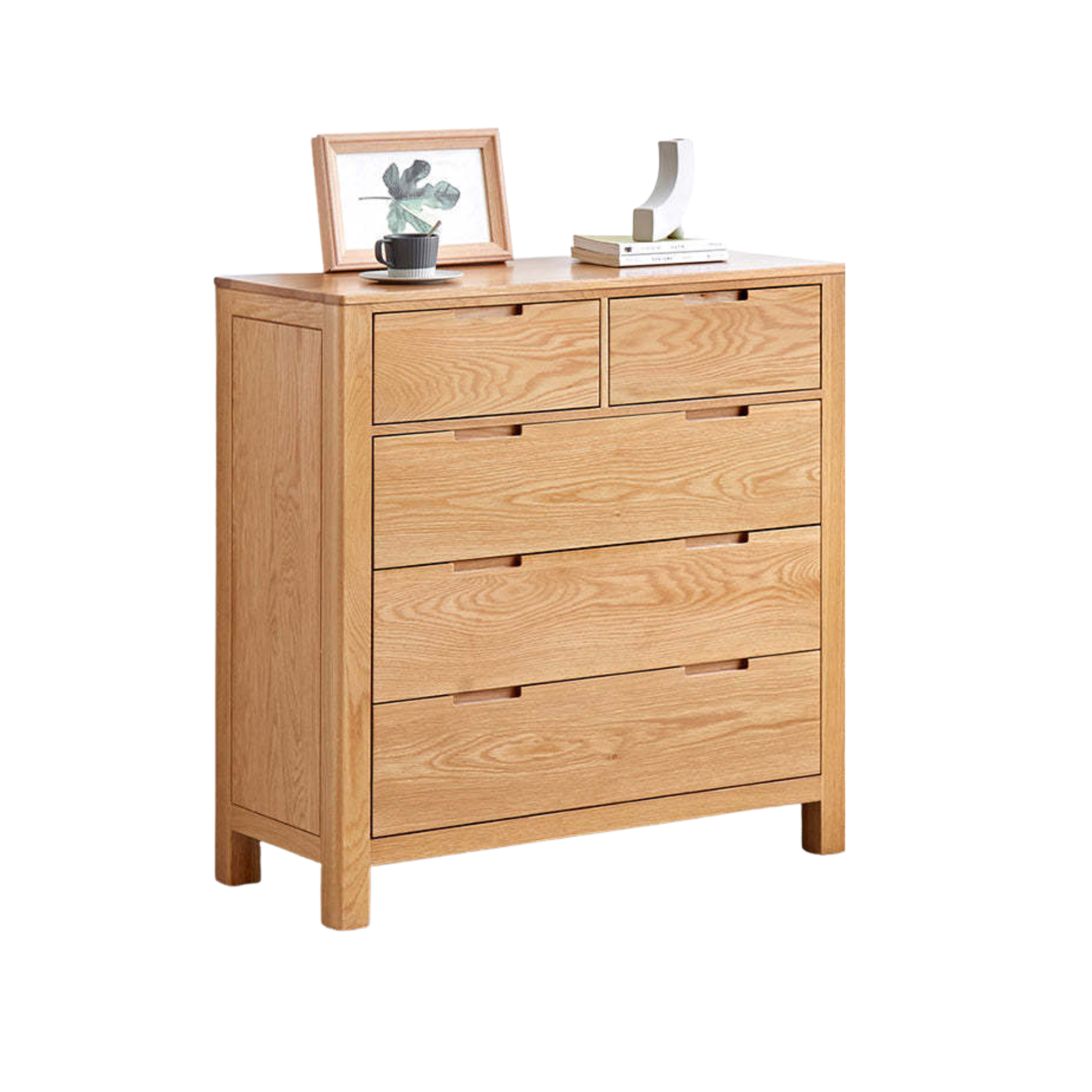 Solidwood Norway Chest of 5 drawers, 95x40CM, Natural Wood