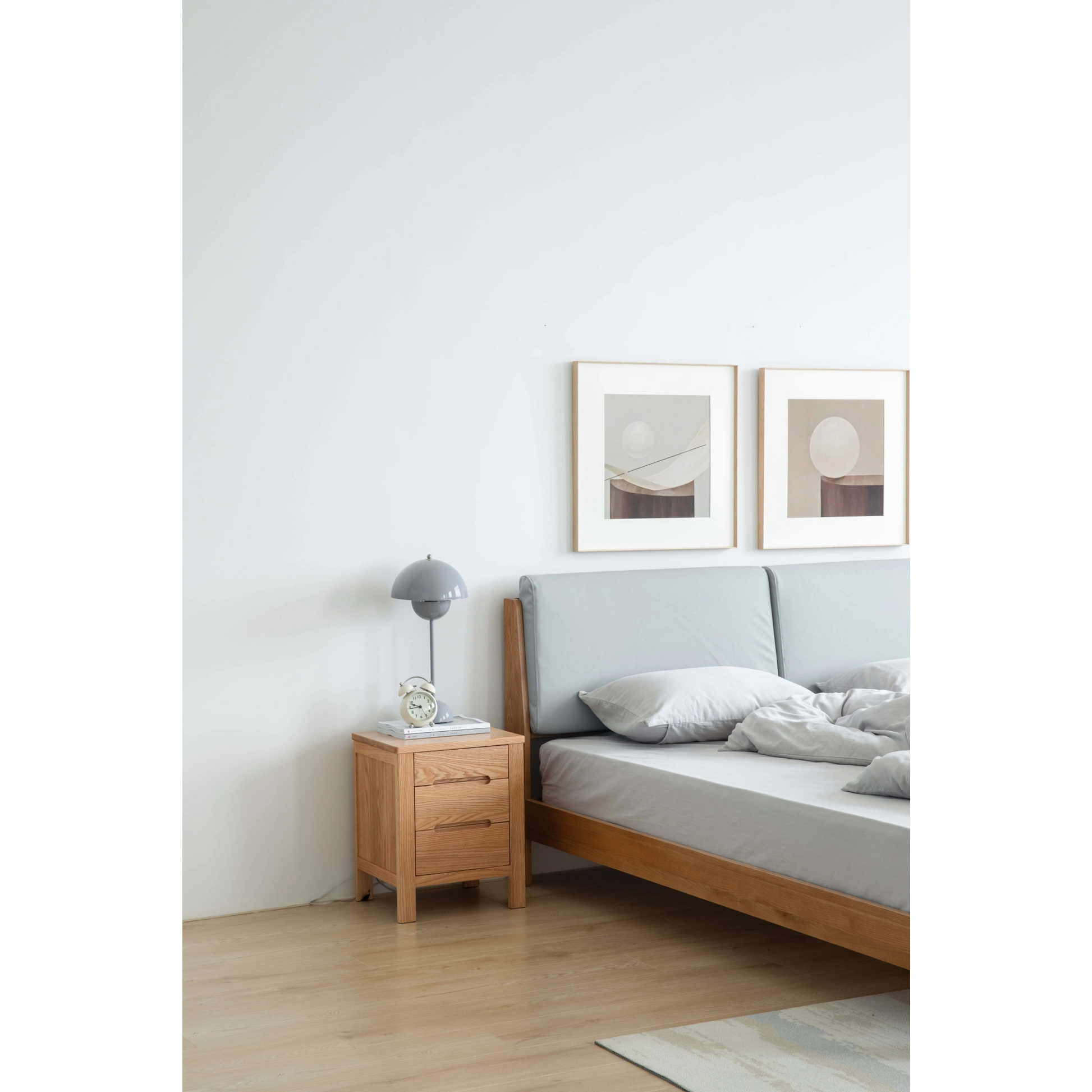 Solidwood Norway Three Drawer Bedside Table, 40x35CM, Natural Wood