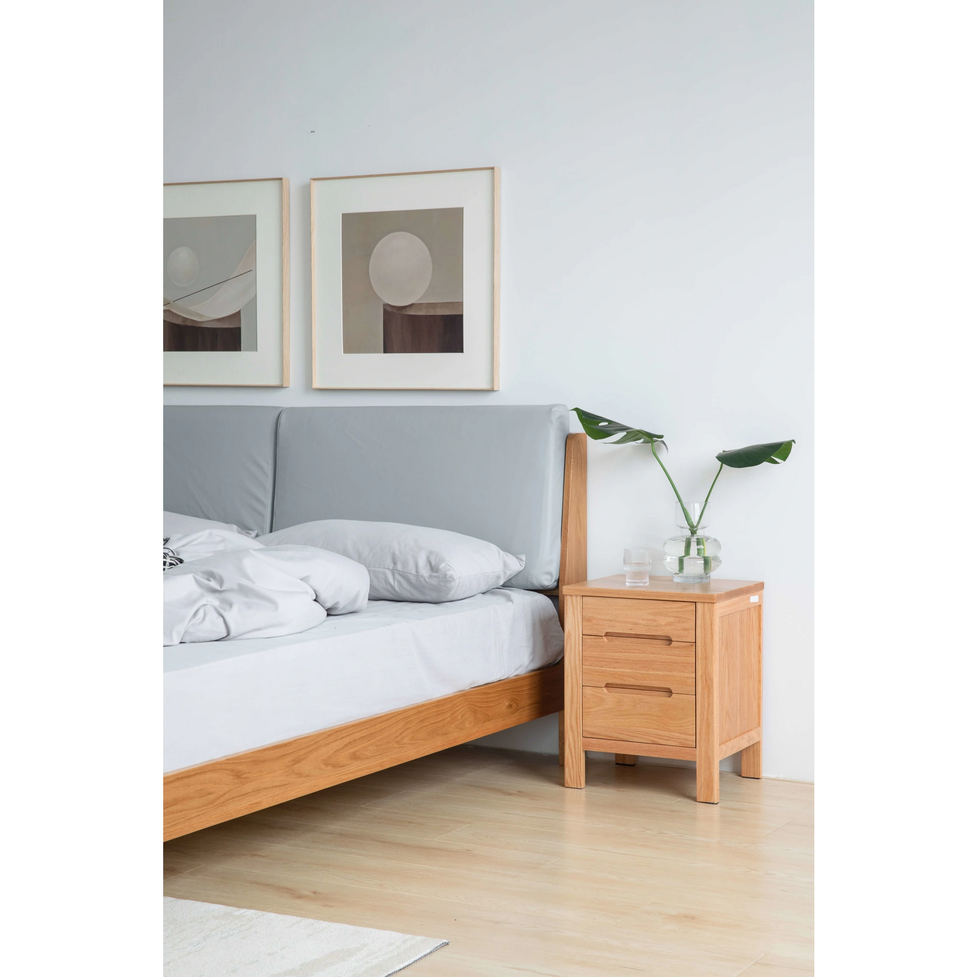 Solidwood Norway Three Drawer Bedside Table, 40x35CM, Natural Wood