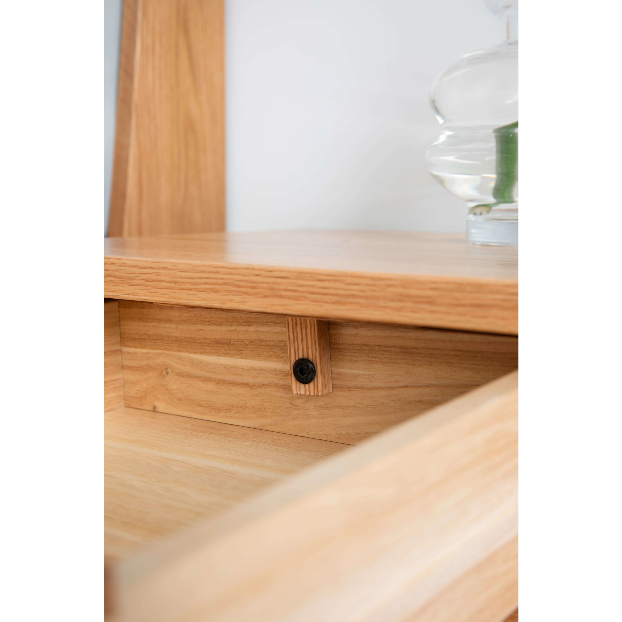 Solidwood Norway Three Drawer Bedside Table, 40x35CM, Natural Wood