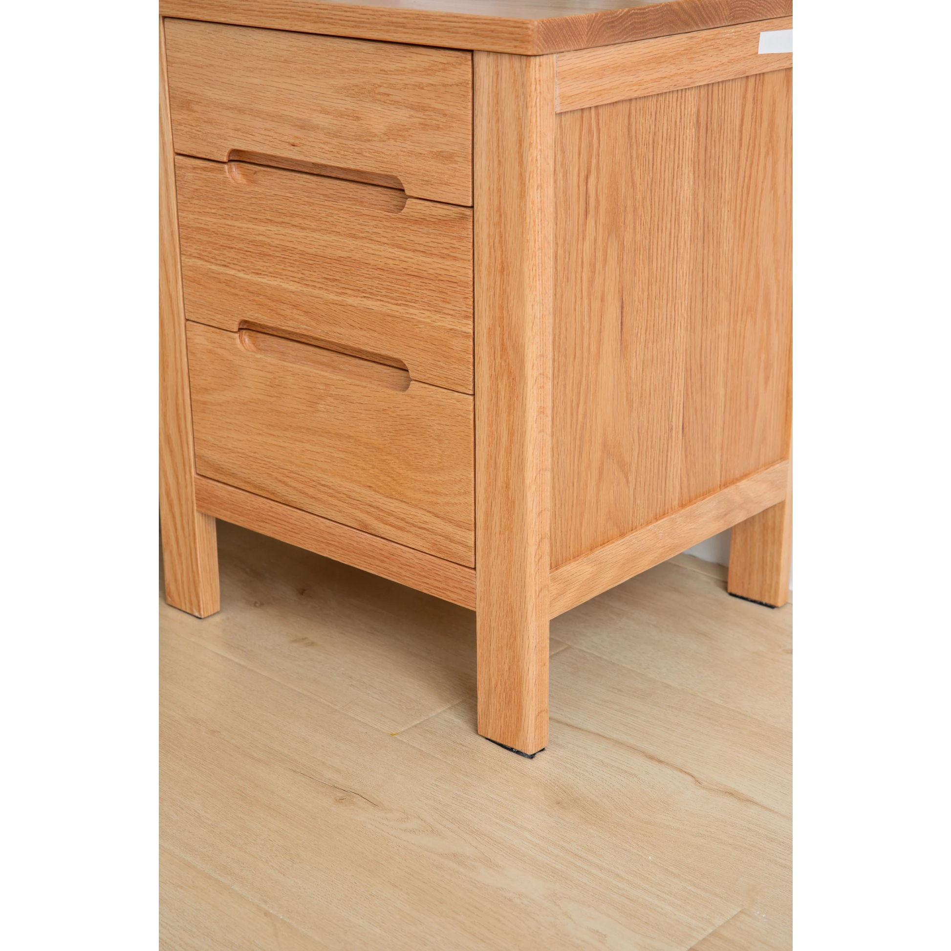 Solidwood Norway Three Drawer Bedside Table, 40x35CM, Natural Wood