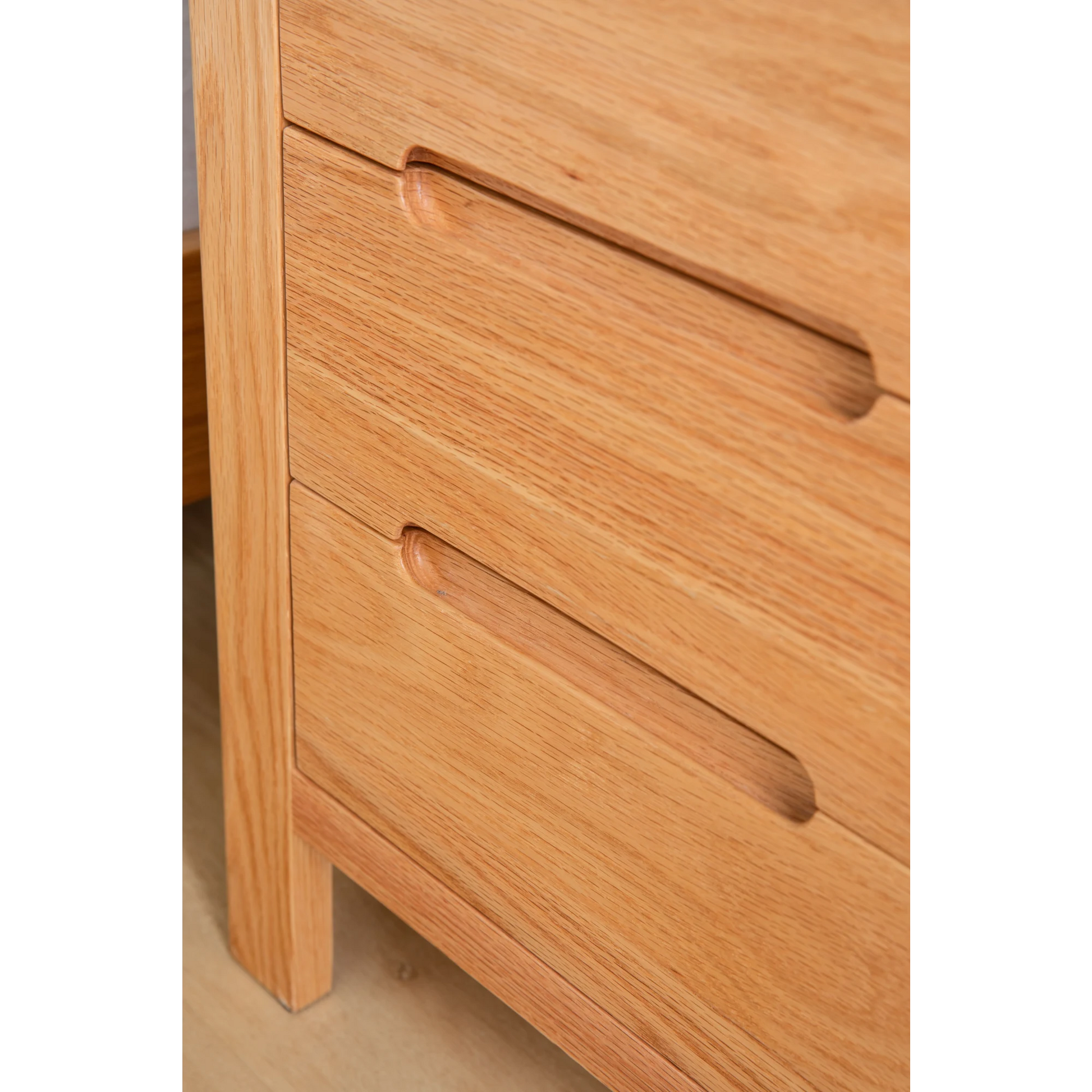 Solidwood Norway Three Drawer Bedside Table, 40x35CM, Natural Wood