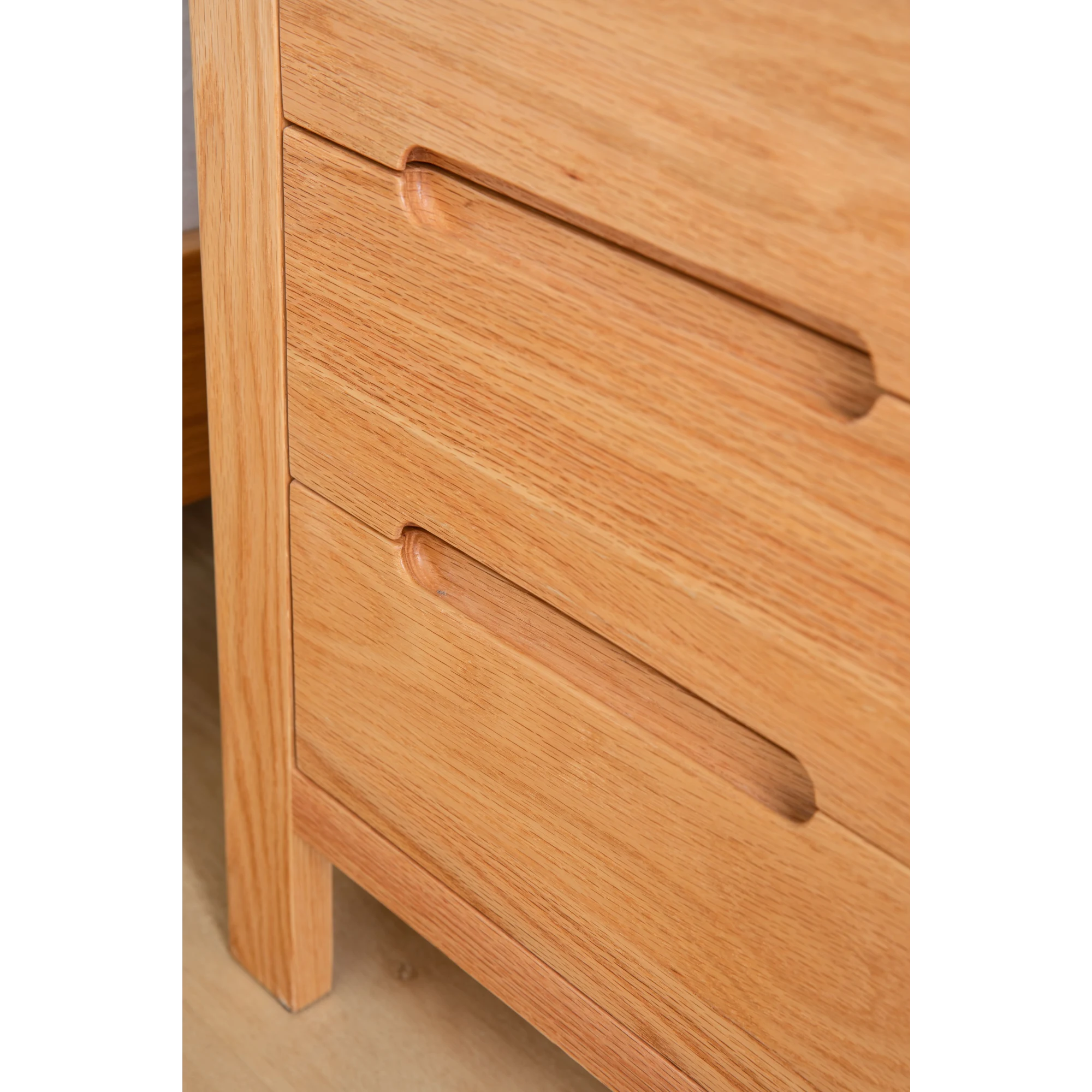 Solidwood Norway Three Drawer Bedside Table, 40x35CM, Natural Wood