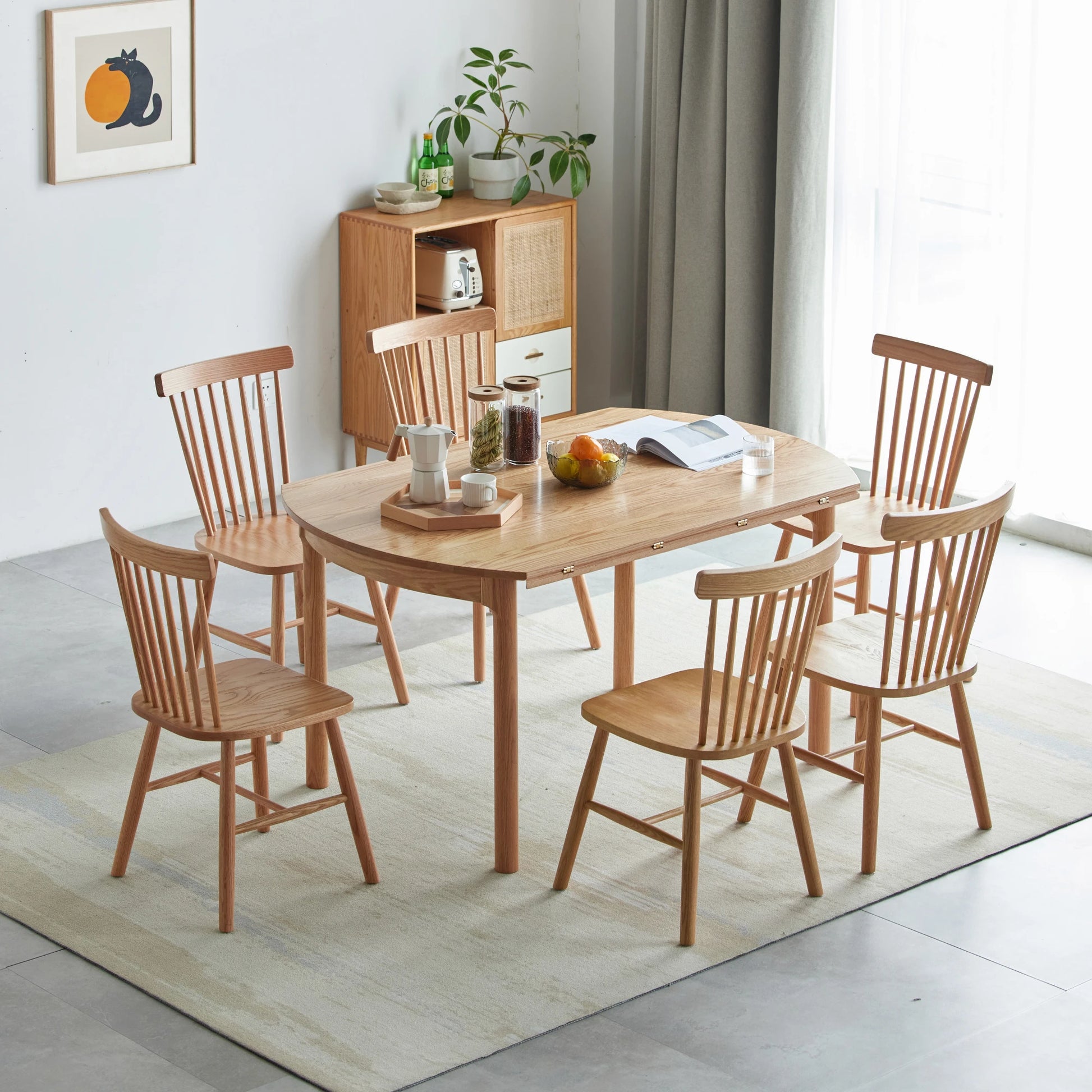 Solidwood Norway Folding Dining Table, Round, Natural Wood