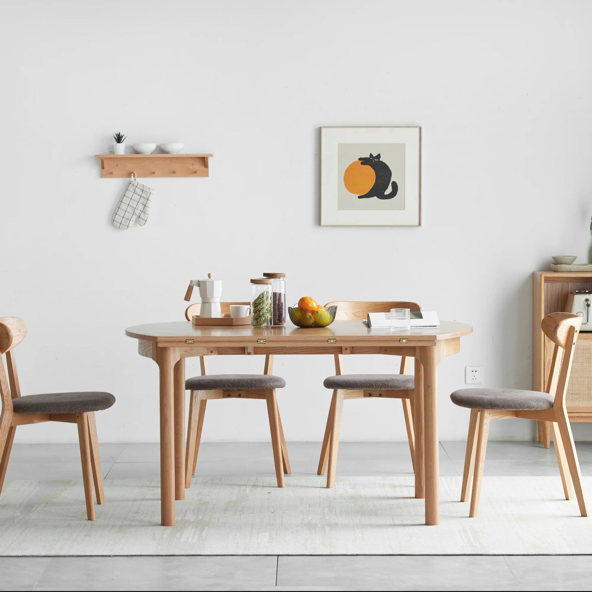 Solidwood Norway Folding Dining Table, Round, Natural Wood