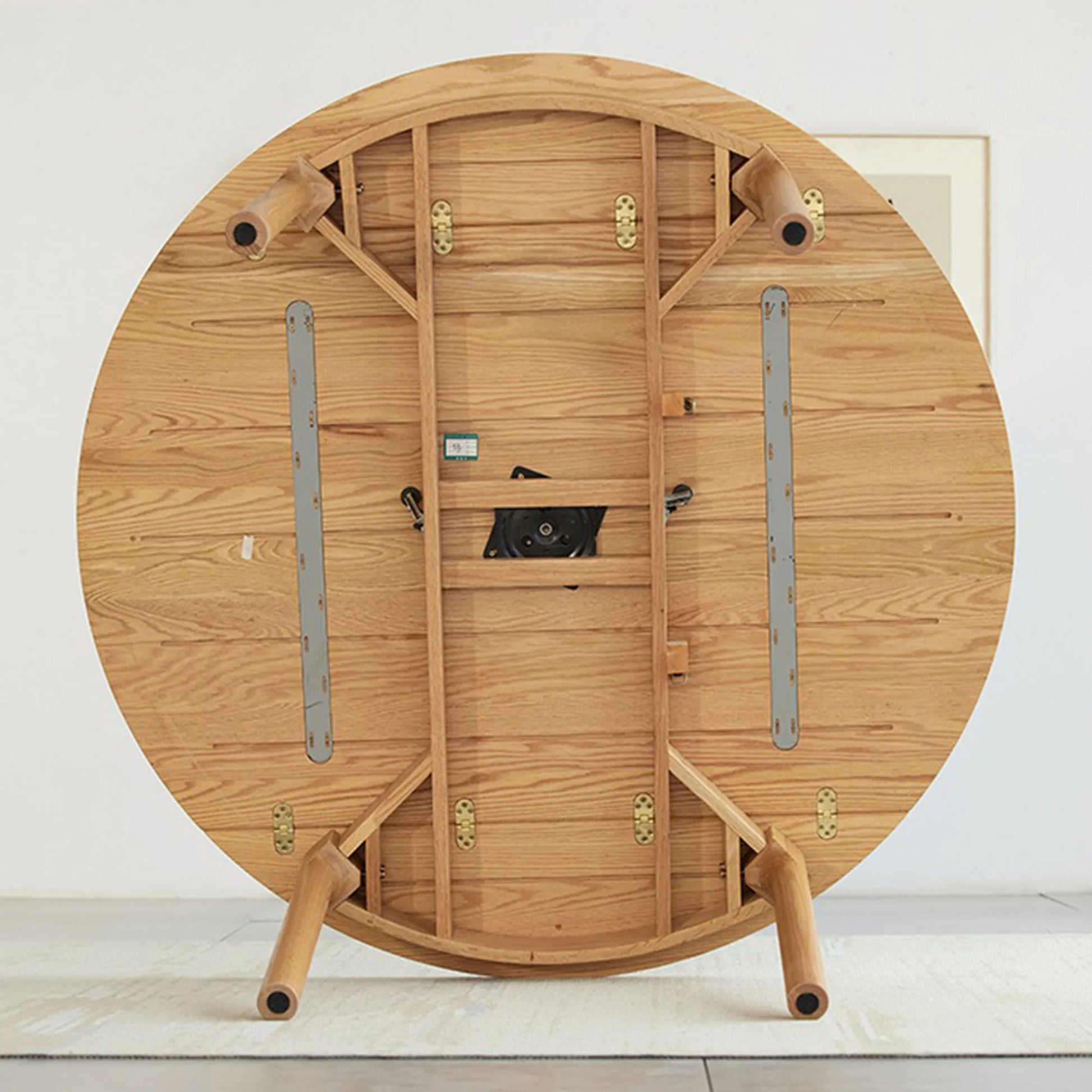 Solidwood Norway Folding Dining Table, Round, Natural Wood