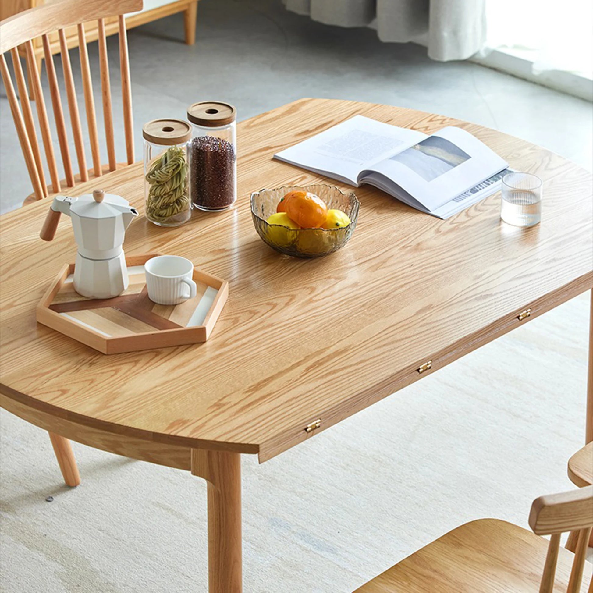 Solidwood Norway Folding Dining Table, Round, Natural Wood