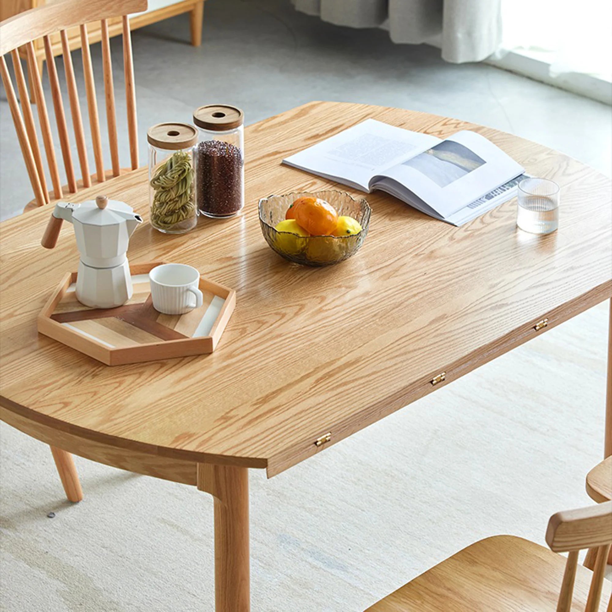 Solidwood Norway Folding Dining Table, Round, Natural Wood