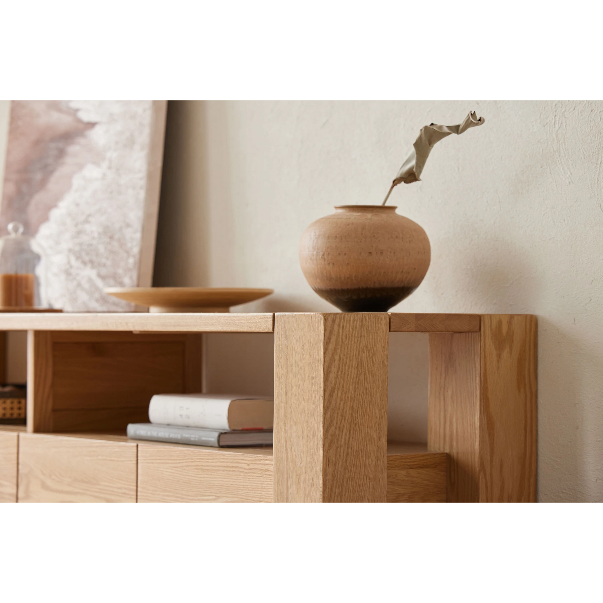 Solidwood Rayden TV Stand, 200x42CM, Natural Wood