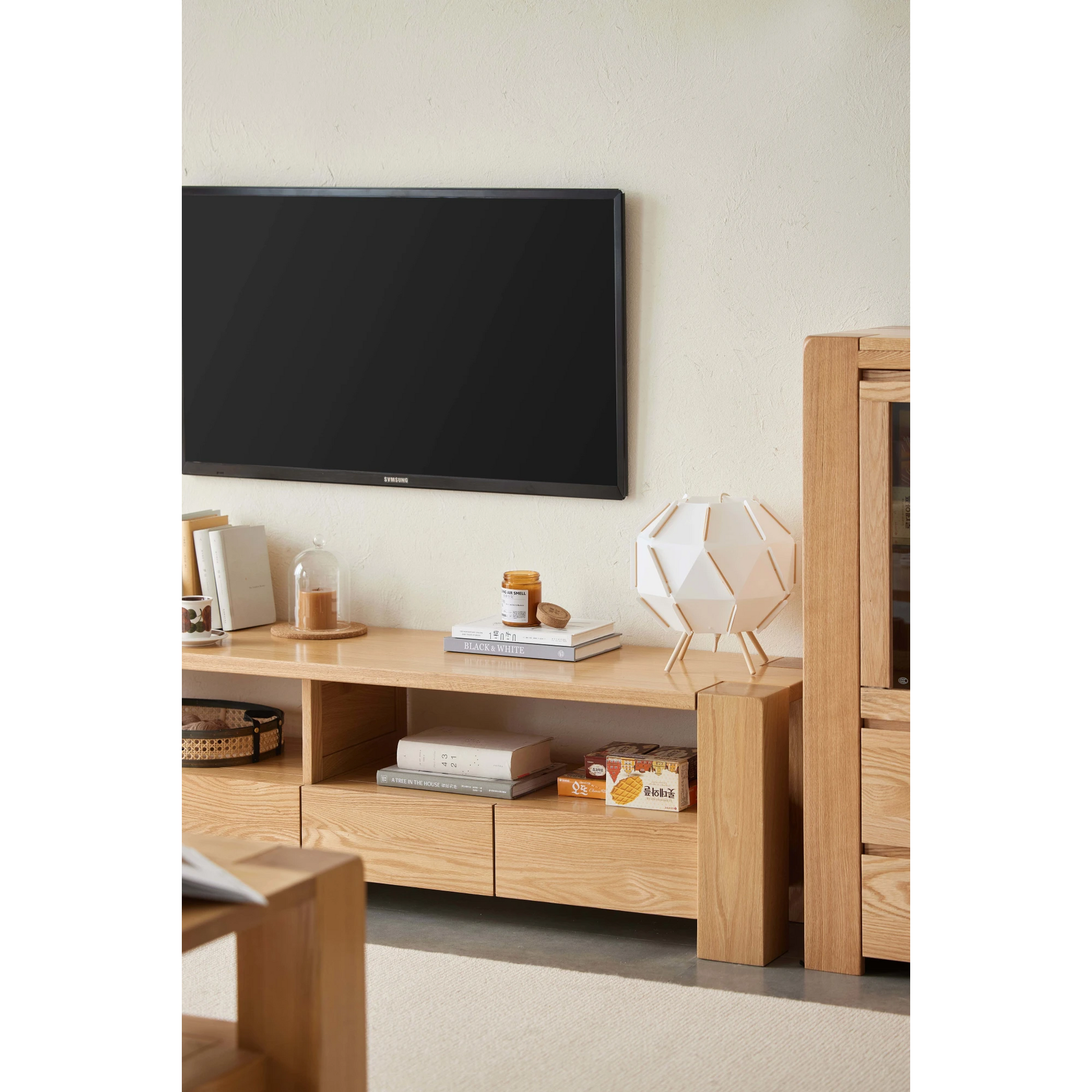 Solidwood Rayden TV Stand, 200x42CM, Natural Wood