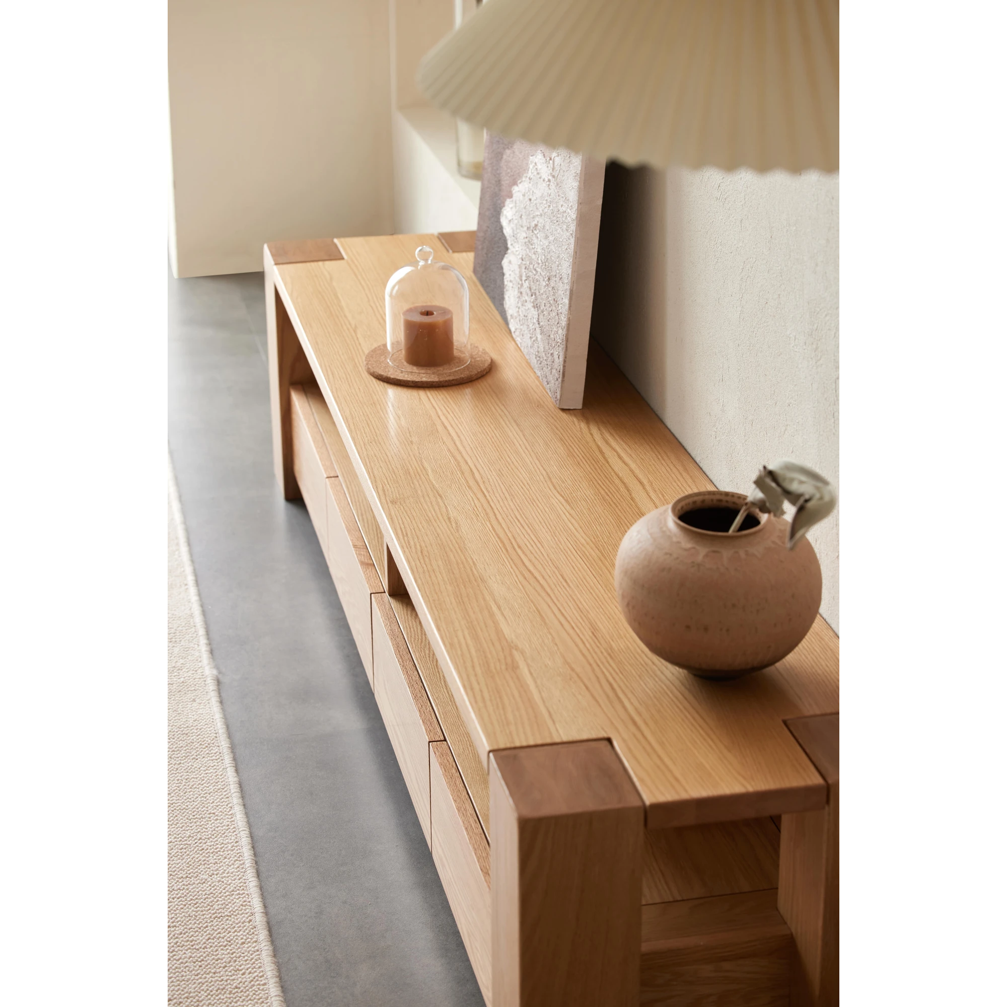 Solidwood Rayden TV Stand, 220x42CM, Natural Wood