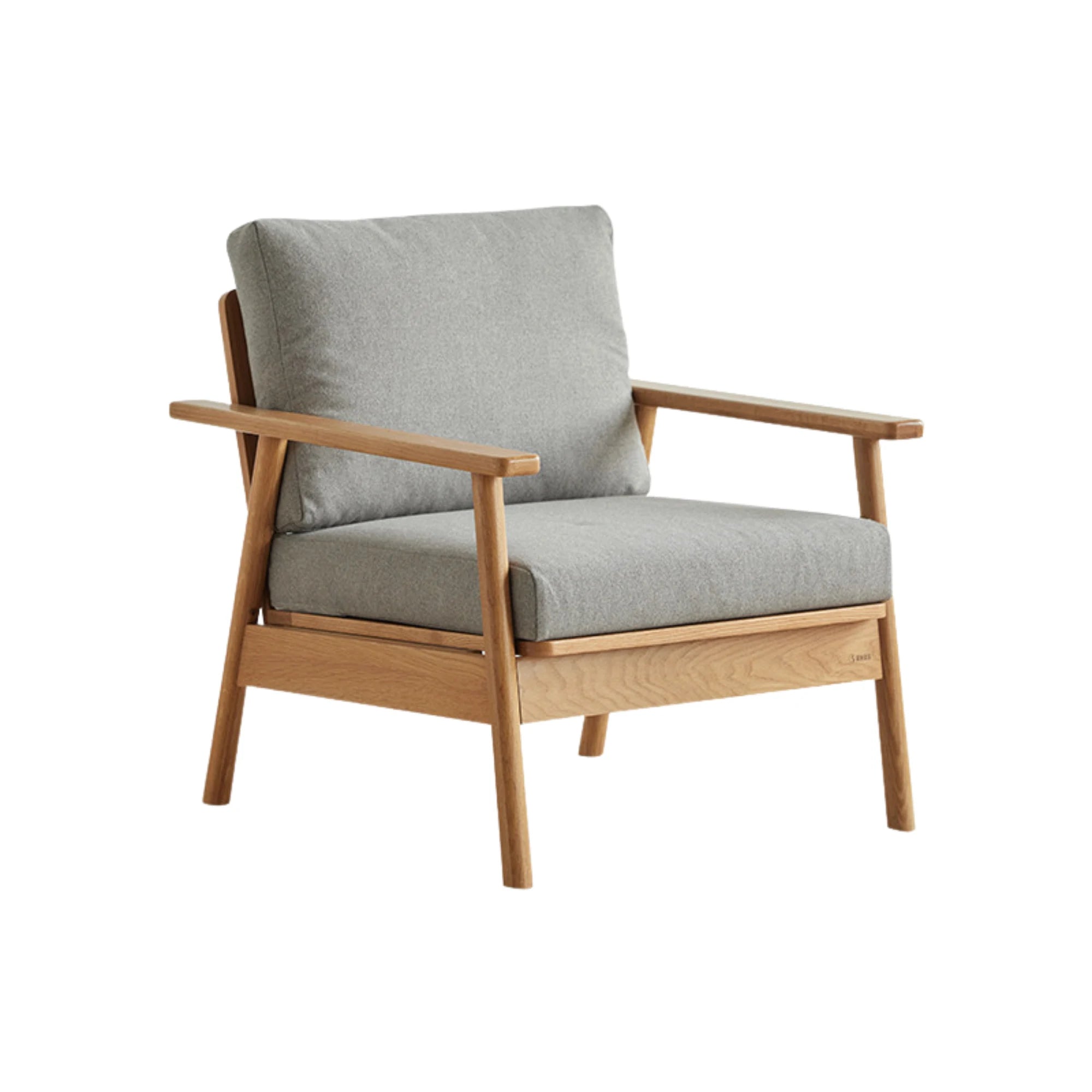 Solidwood Seattle 1-Seater Sofa, Grey & Natural Wood