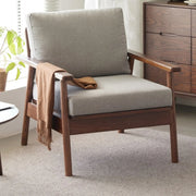 Solidwood Seattle 1-Seater Sofa, Grey & Dark Wood