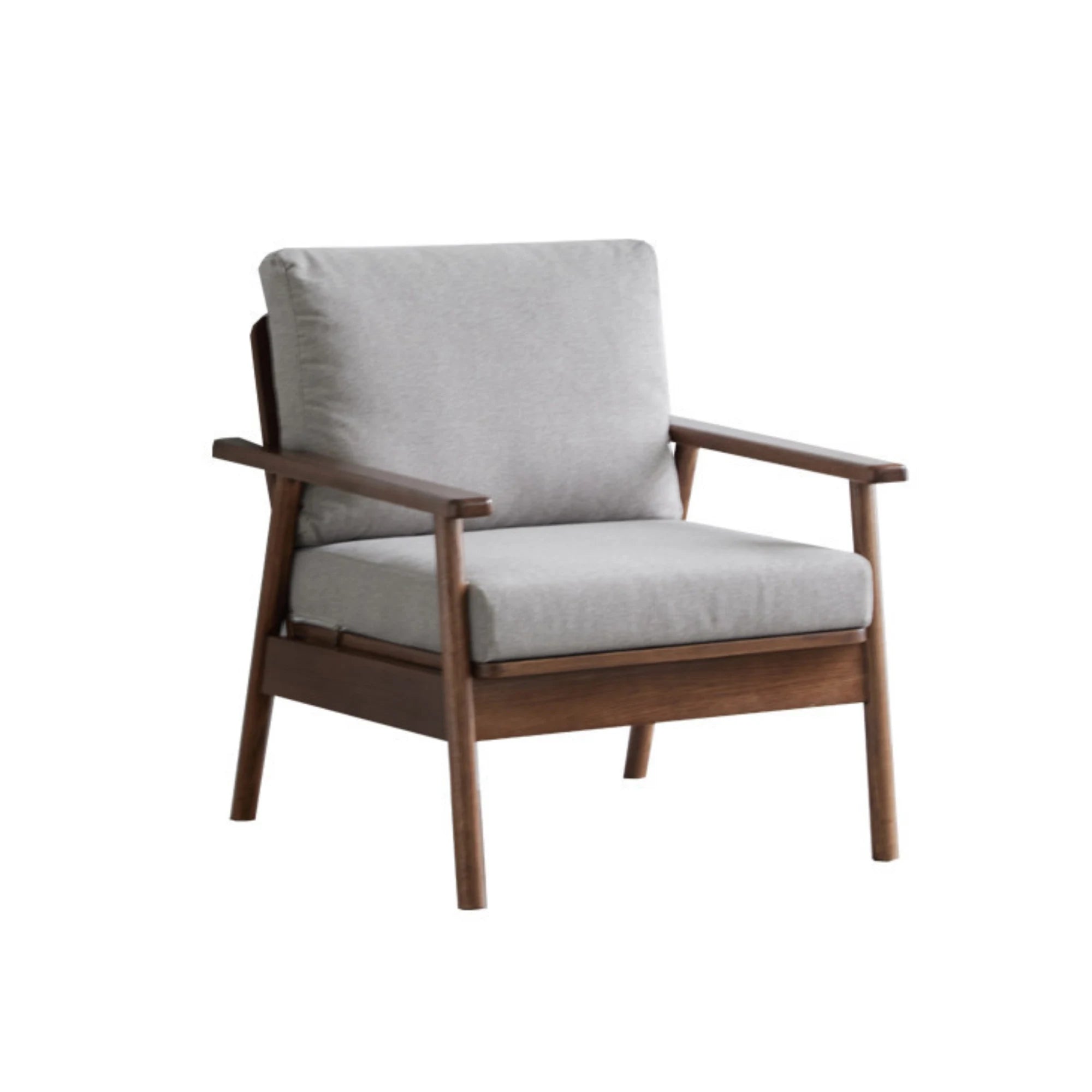 Solidwood Seattle 1-Seater Sofa, Grey & Dark Wood