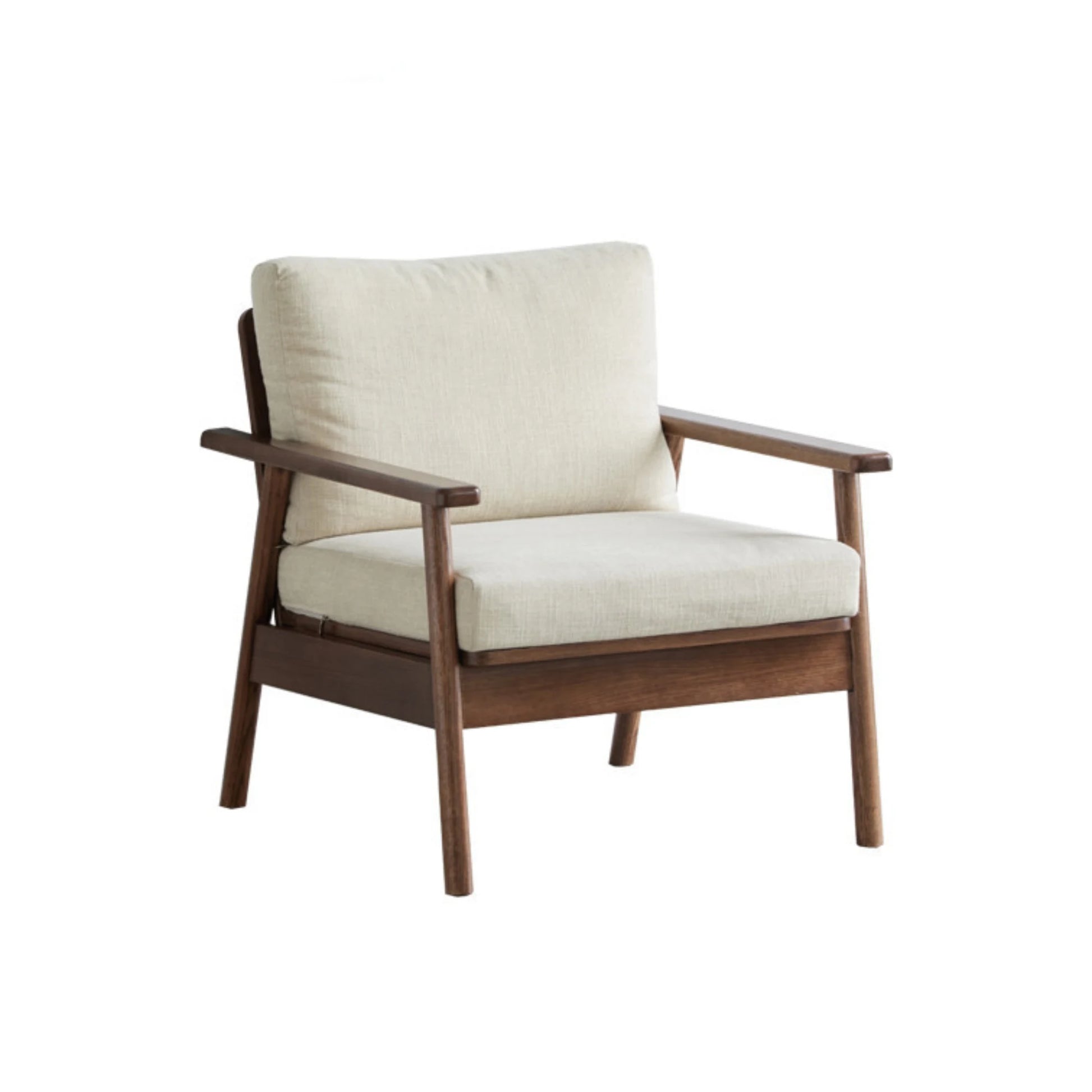 Solidwood Seattle 1-Seater Sofa, Beige & Dark Wood