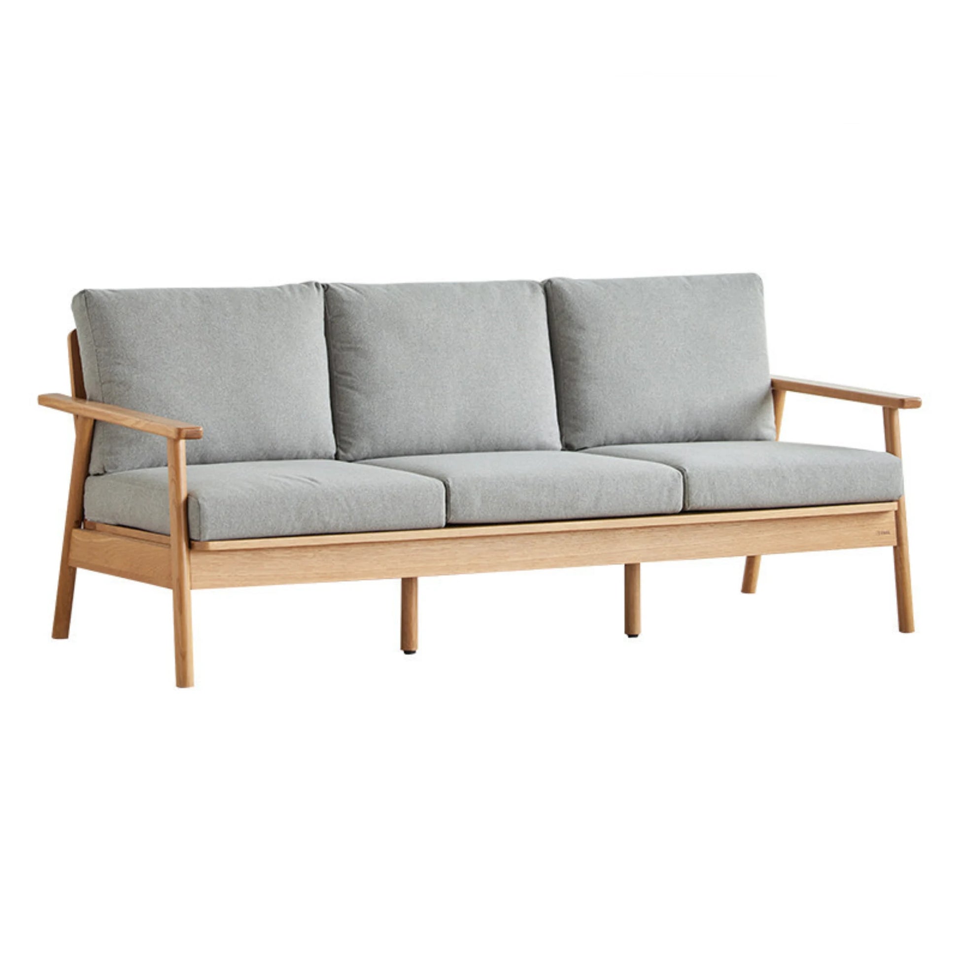 Solidwood Seattle 3-Seater Sofa,201x80CM, Grey & Natural Wood
