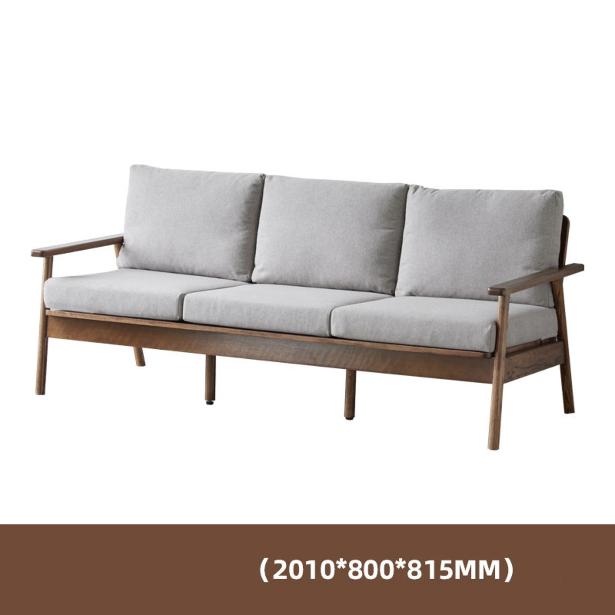 Solidwood Seattle 3-Seater Sofa,201x80CM, Grey & Dark Wood