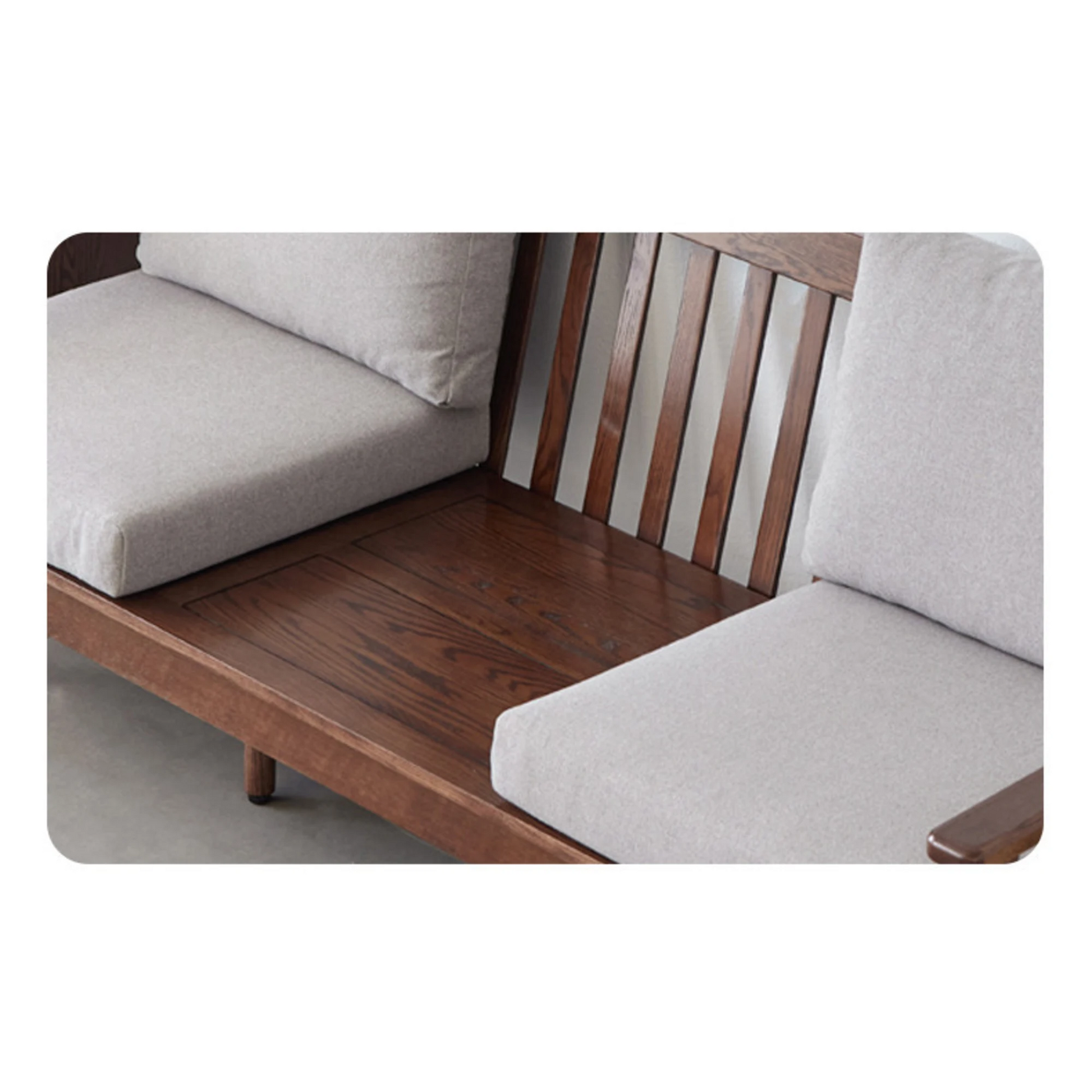 Solidwood Seattle 3-Seater Sofa,201x80CM, Beige & Dark Wood