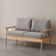 Solidwood Seattle 2-Seater Sofa, 137x80CM, Grey & Natural Wood