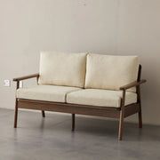 Solidwood Seattle 2-Seater Sofa, 137x80CM, Beige & Dark Wood