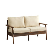 Solidwood Seattle 2-Seater Sofa, 137x80CM, Beige & Dark Wood