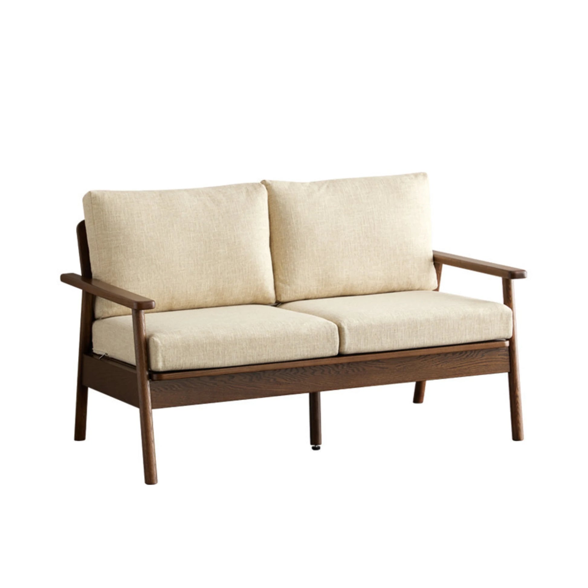 Solidwood Seattle 2-Seater Sofa, 137x80CM, Beige & Dark Wood
