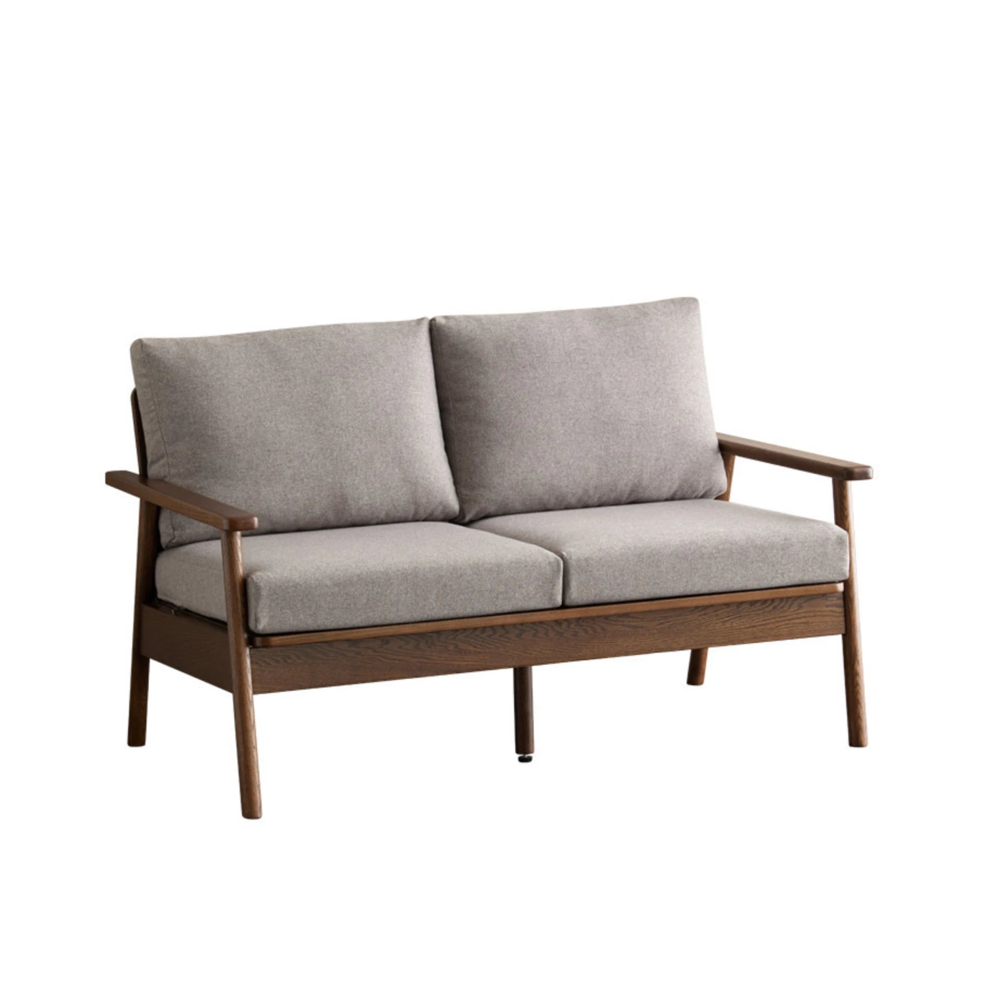 Solidwood Seattle 2-Seater Sofa, 137x80CM, Grey & Dark Wood