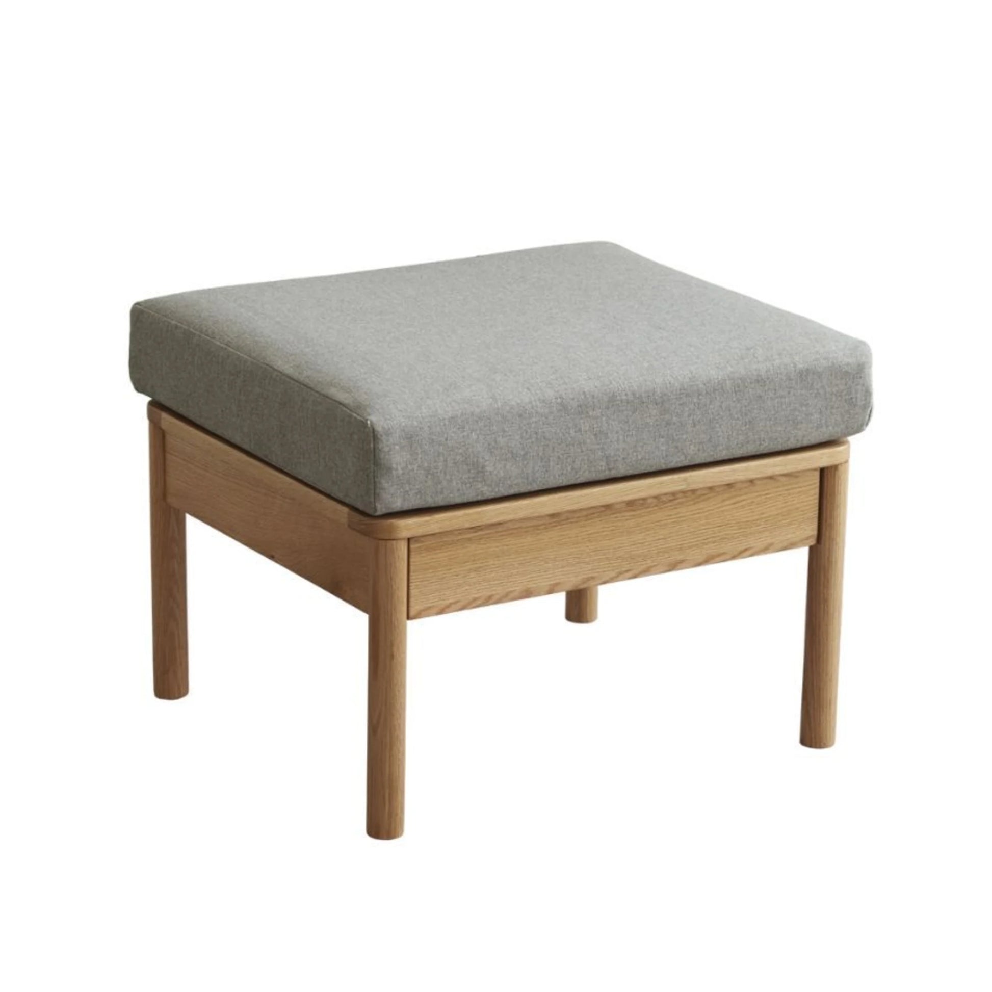 Solidwood Seattle Ottoman, 59x53CM, Grey & Natural Wood