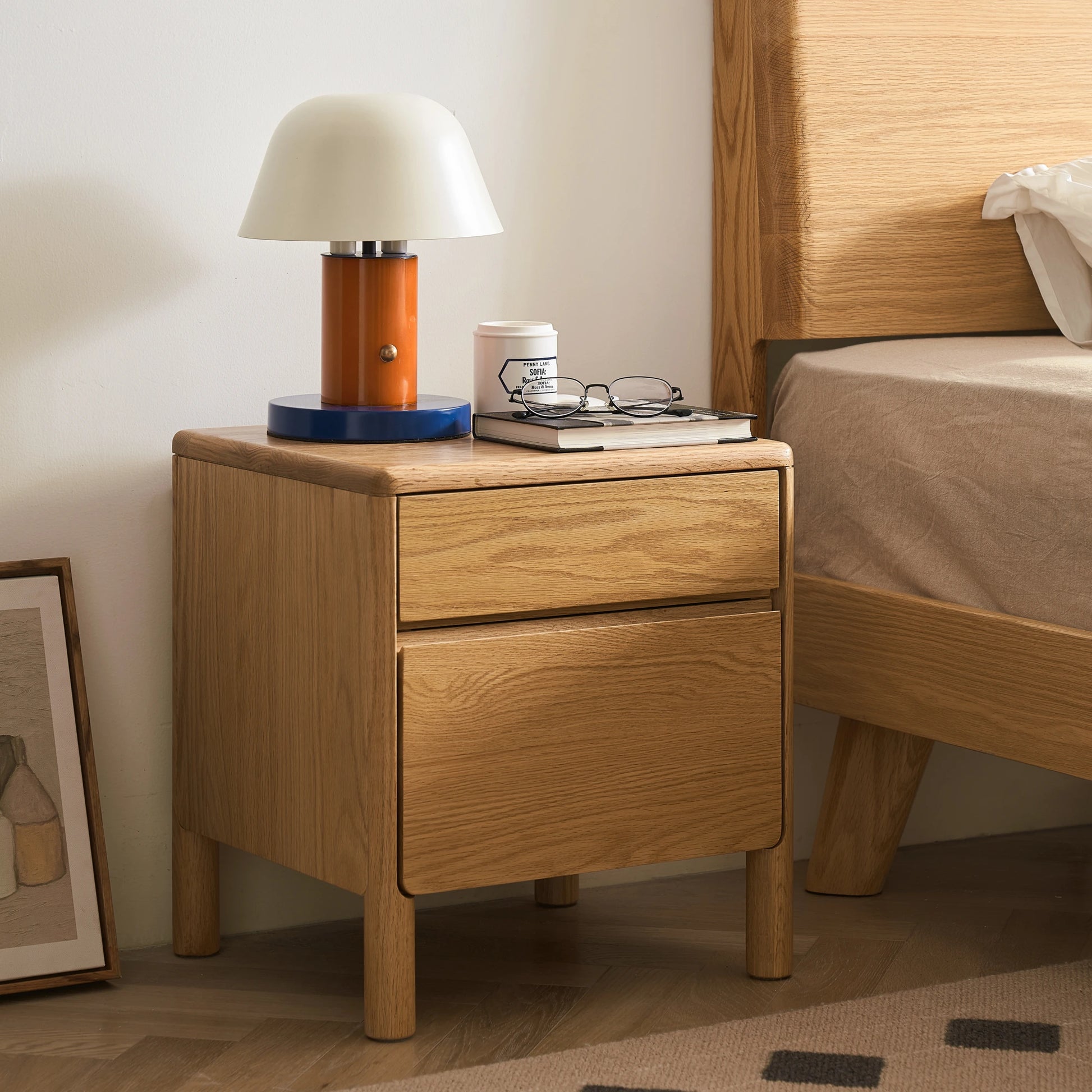 Solidwood Wind Bedside Table, 40x36x45cm, Natural Wood
