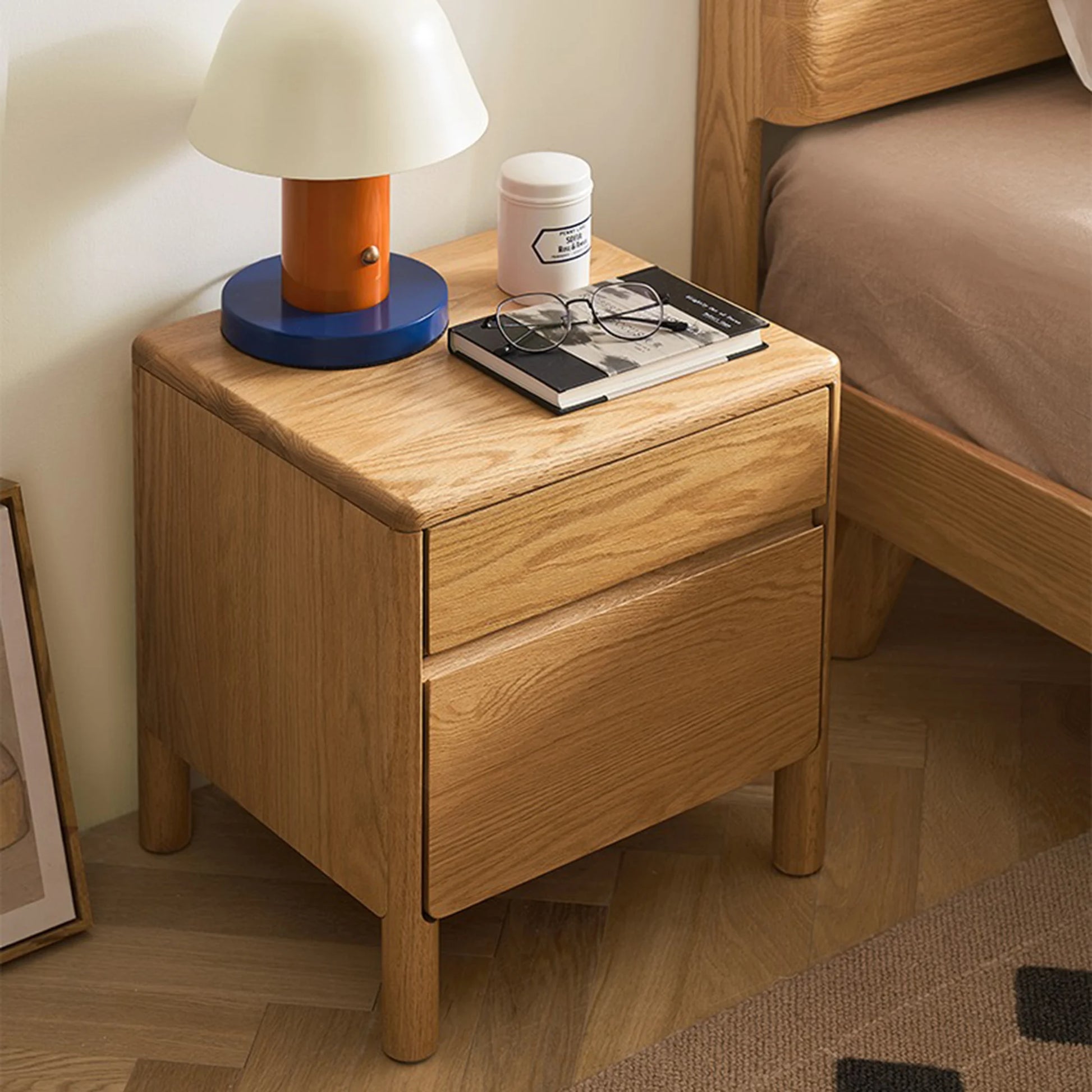 Solidwood Wind Bedside Table, 40x36x45cm, Natural Wood