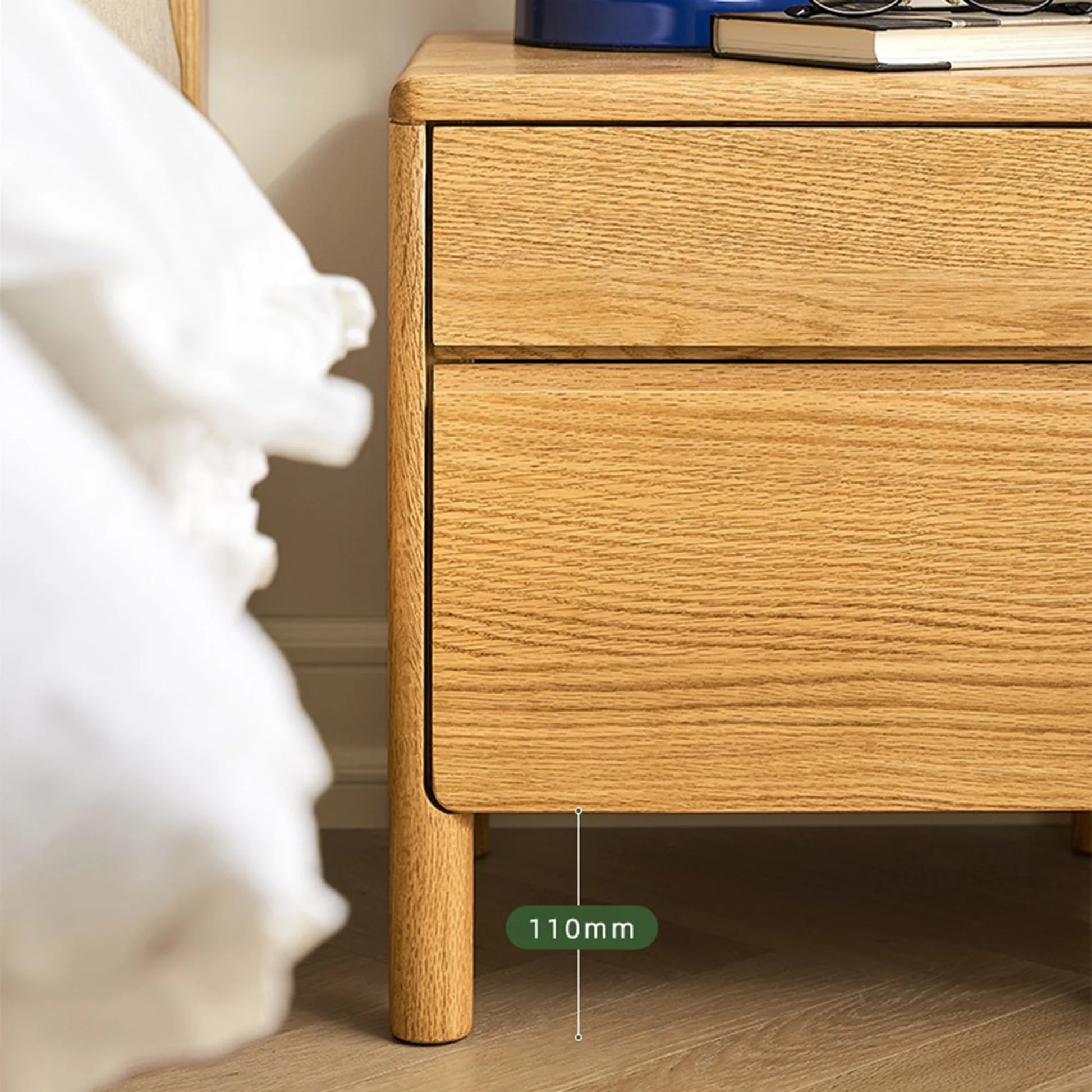 Solidwood Wind Bedside Table, 40x36x45cm, Natural Wood