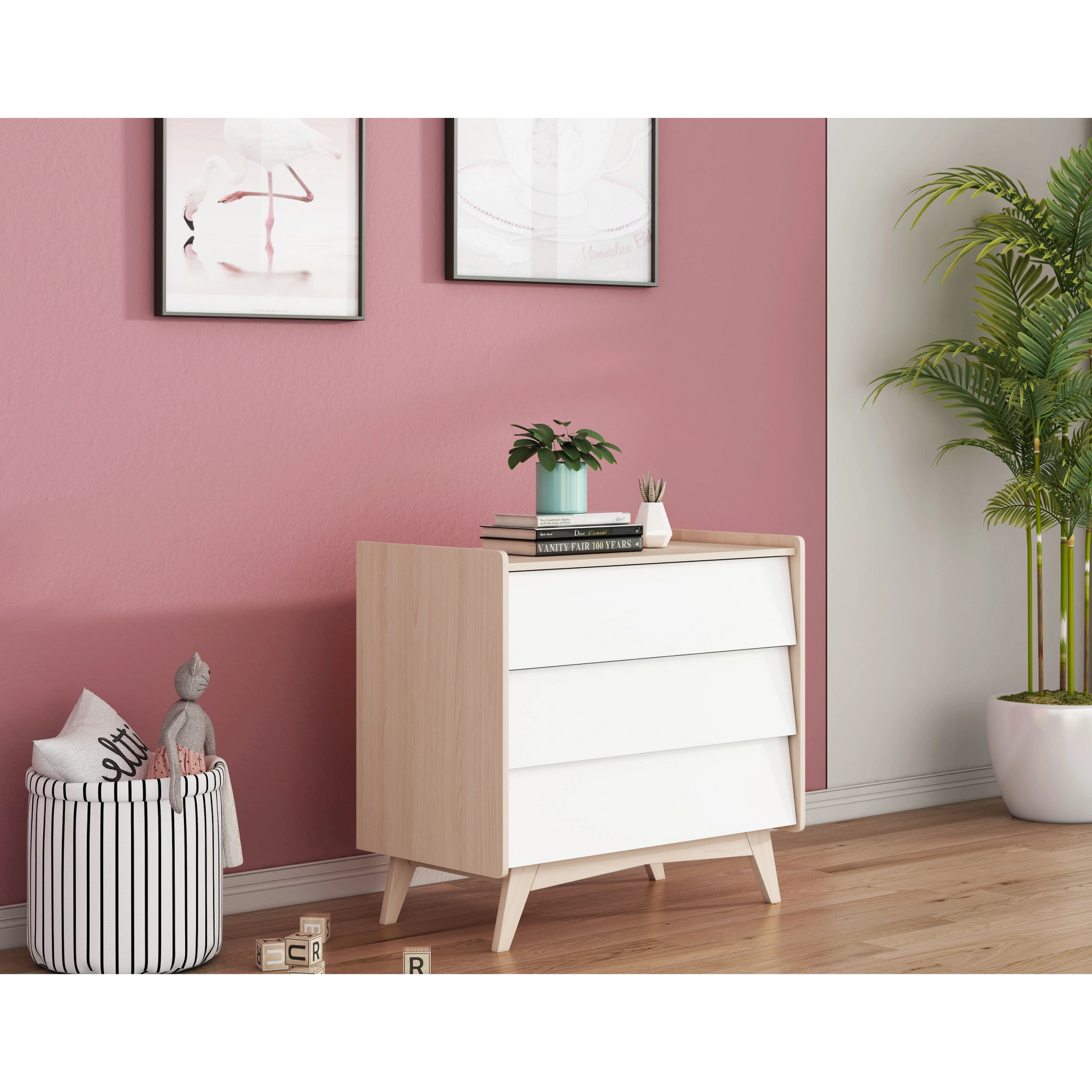Alpaka Kaia Kids Chest of 3 Drawers, White,  93x55.5x100cm