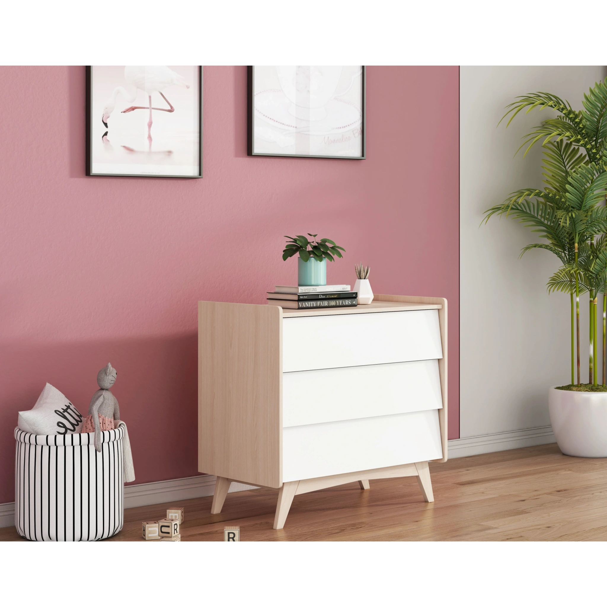 Alpaka Kaia Kids Chest of 3 Drawers, White,  93x55.5x100cm