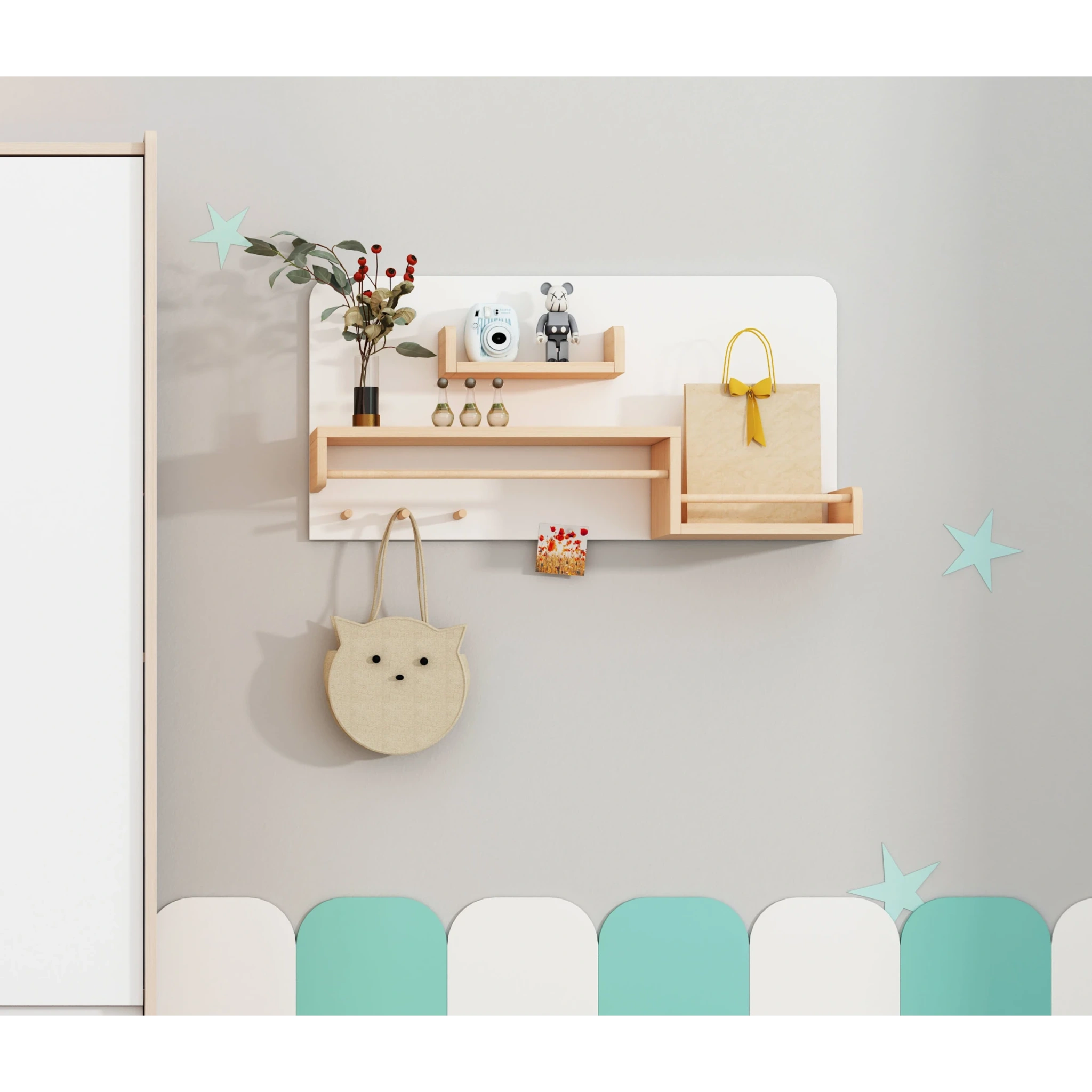 Alpaka Kaia Kids Hanging Shelf, White, 90x21.5x45cm