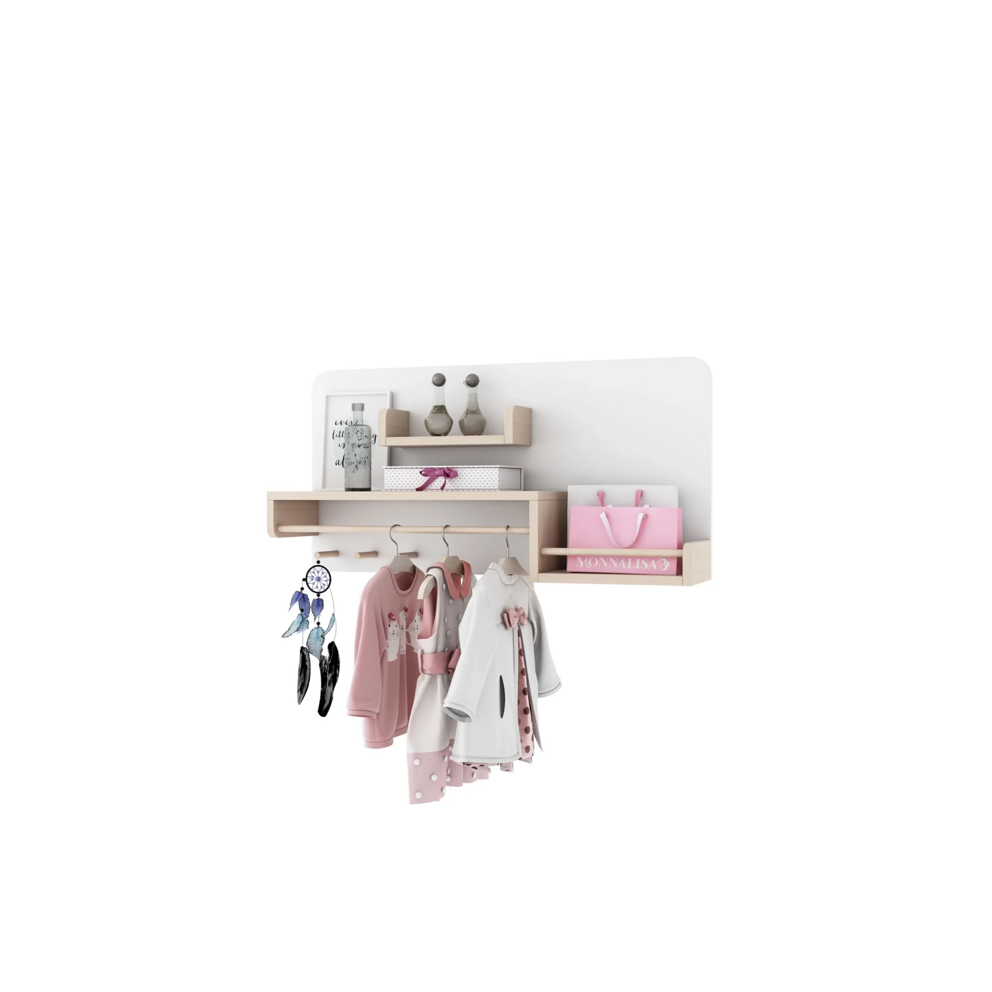 Alpaka Kaia Kids Hanging Shelf, White, 90x21.5x45cm