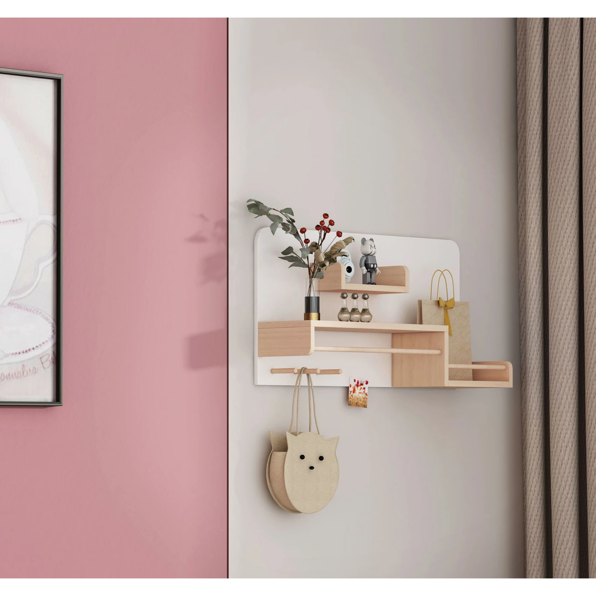 Alpaka Kaia Kids Hanging Shelf, White, 90x21.5x45cm
