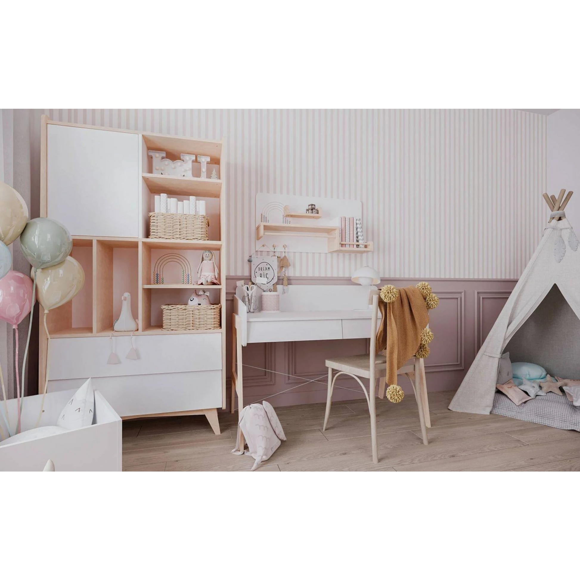 Alpaka Kaia Kids Hanging Shelf, White, 90x21.5x45cm