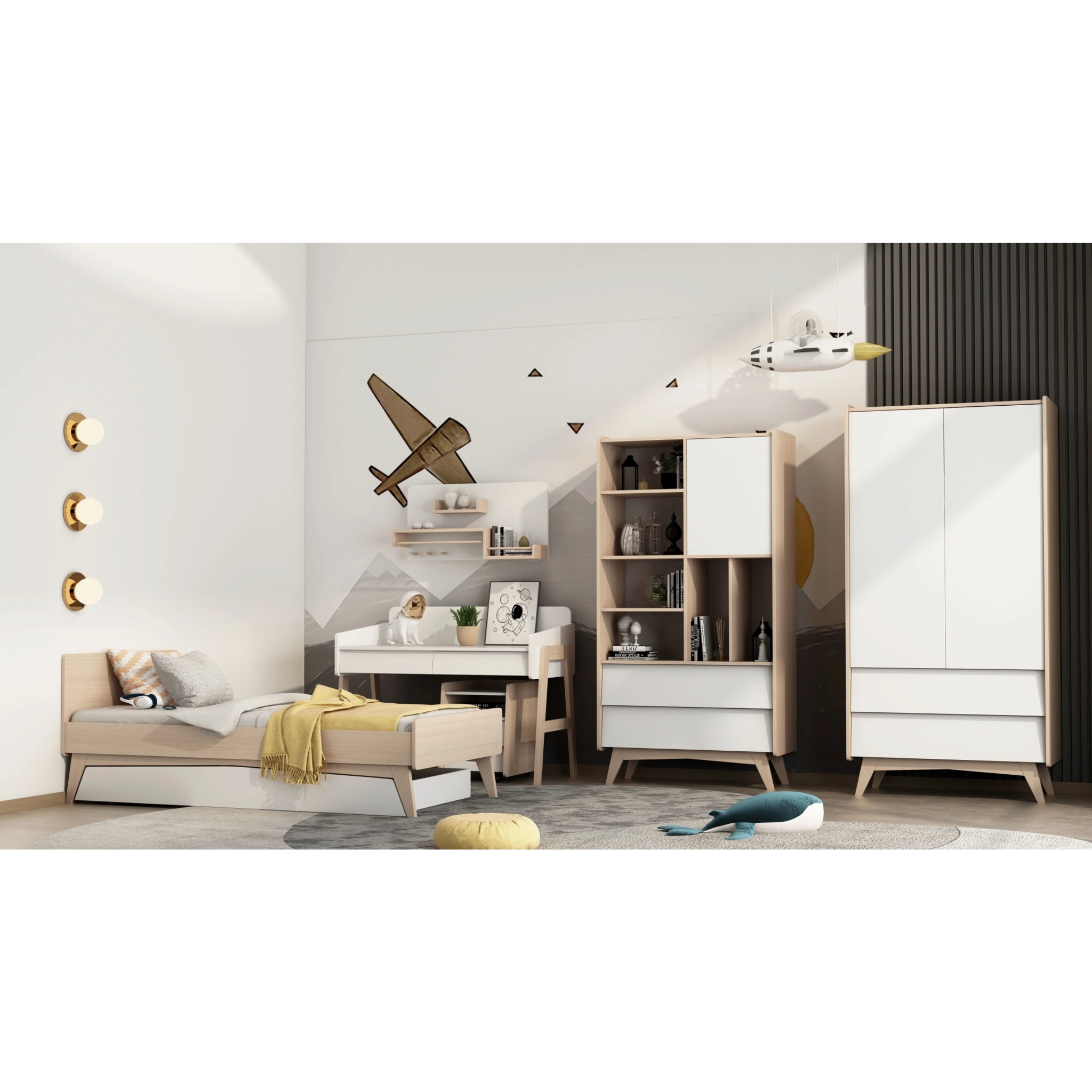 Alpaka Kaia Kids Hanging Shelf, White, 90x21.5x45cm
