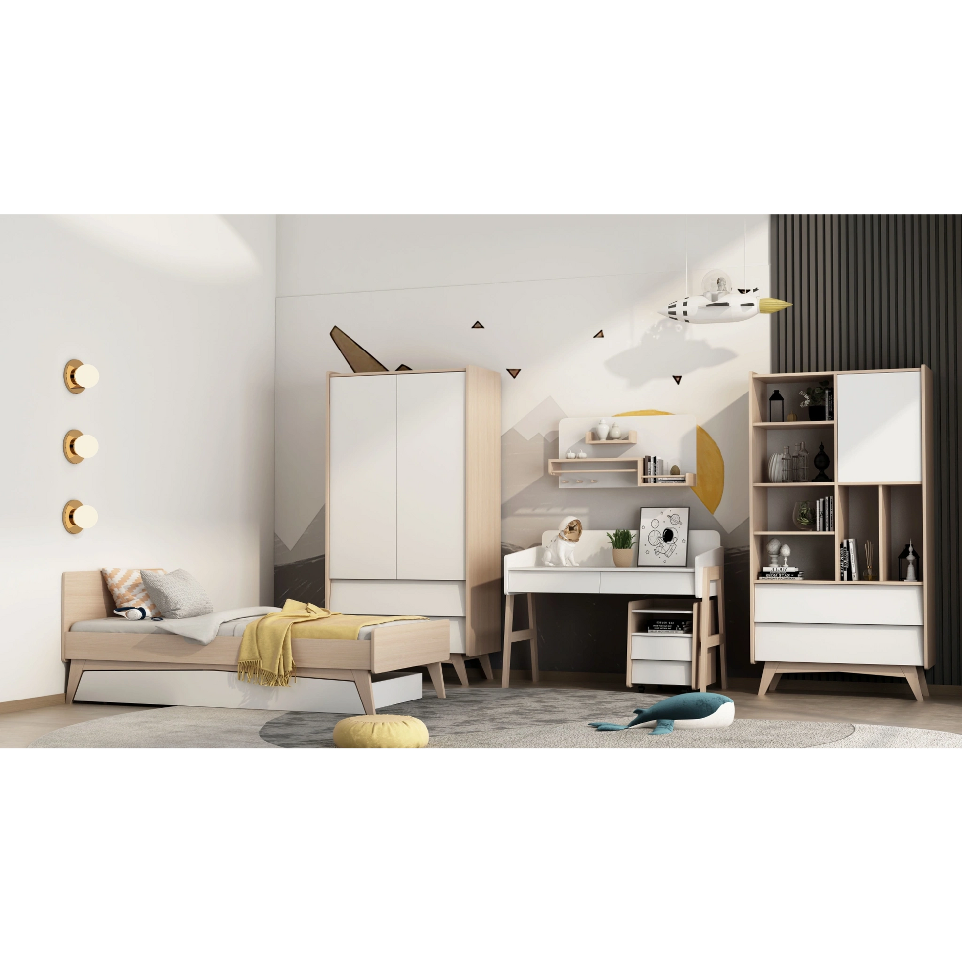 Alpaka Kaia Kids Hanging Shelf, White, 90x21.5x45cm